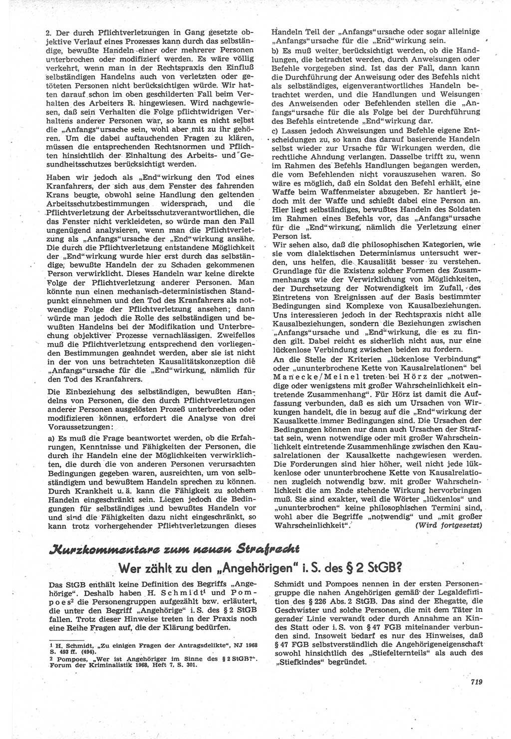 Neue Justiz (NJ), Zeitschrift für Recht und Rechtswissenschaft [Deutsche Demokratische Republik (DDR)], 22. Jahrgang 1968, Seite 719 (NJ DDR 1968, S. 719)