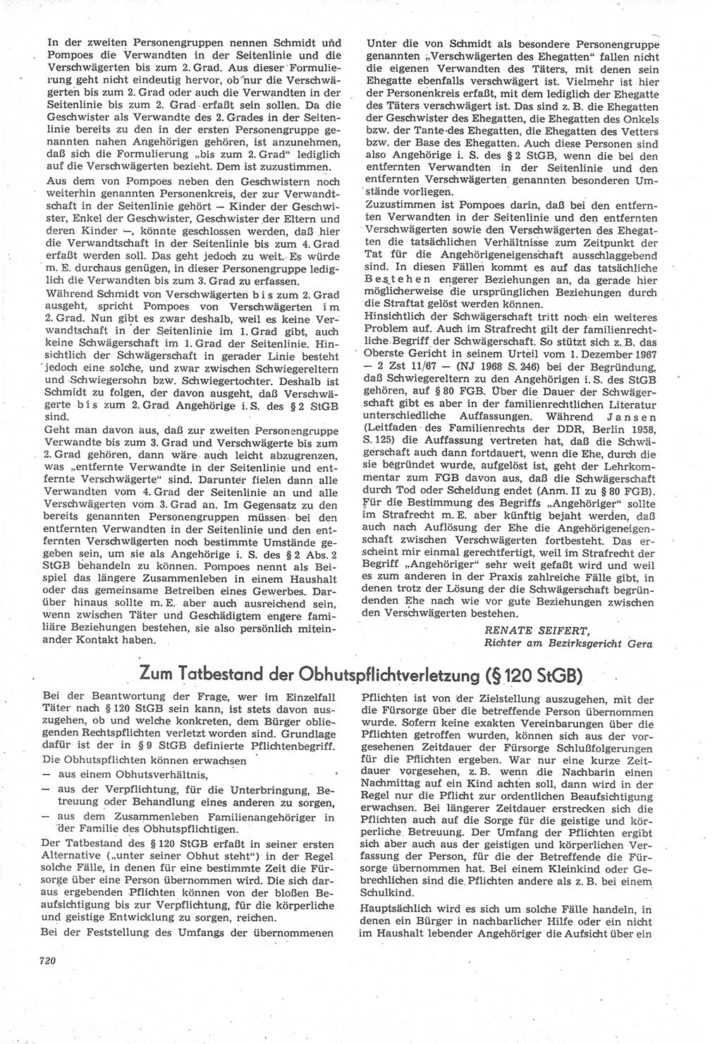 Neue Justiz (NJ), Zeitschrift für Recht und Rechtswissenschaft [Deutsche Demokratische Republik (DDR)], 22. Jahrgang 1968, Seite 720 (NJ DDR 1968, S. 720)