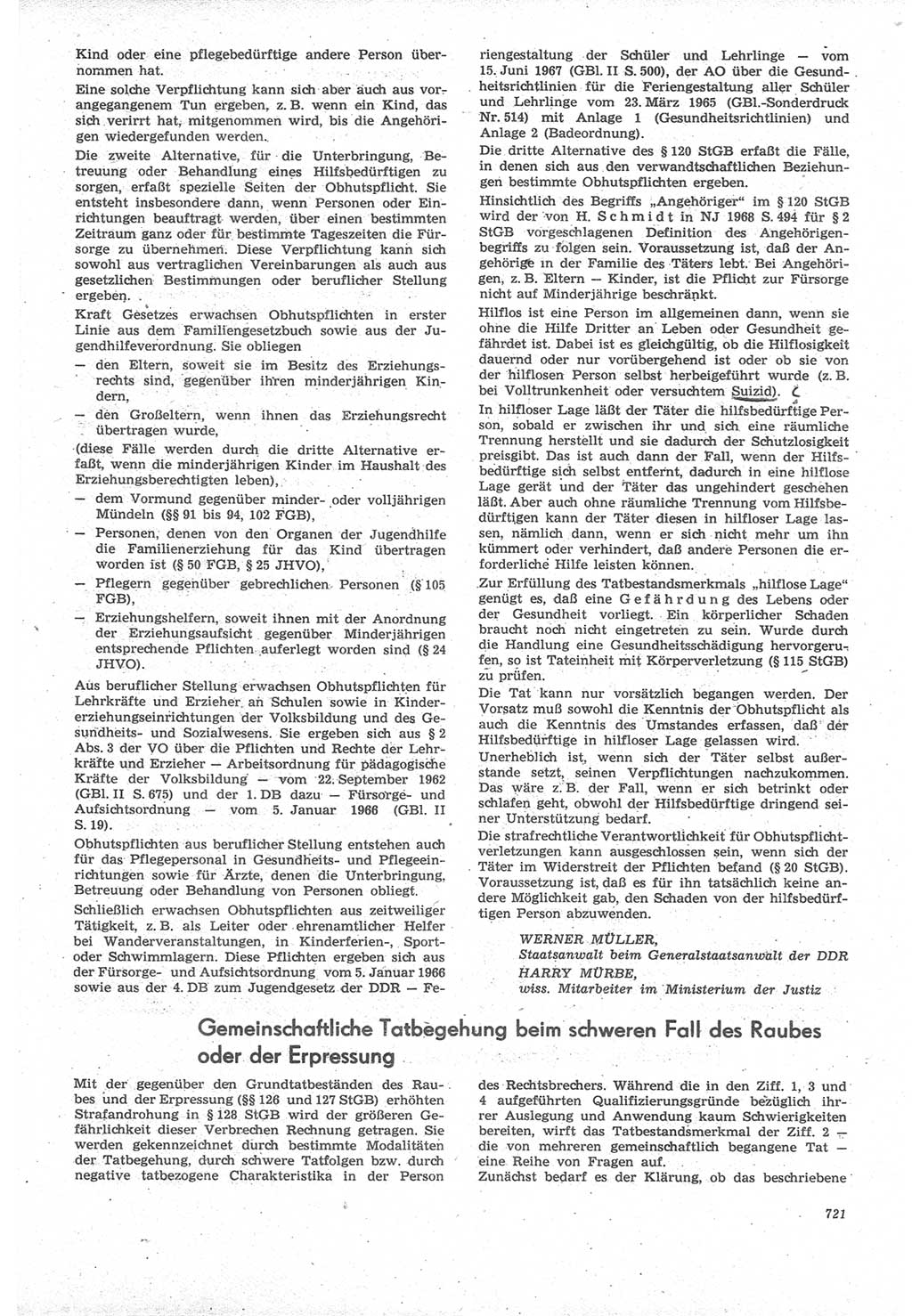 Neue Justiz (NJ), Zeitschrift für Recht und Rechtswissenschaft [Deutsche Demokratische Republik (DDR)], 22. Jahrgang 1968, Seite 721 (NJ DDR 1968, S. 721)