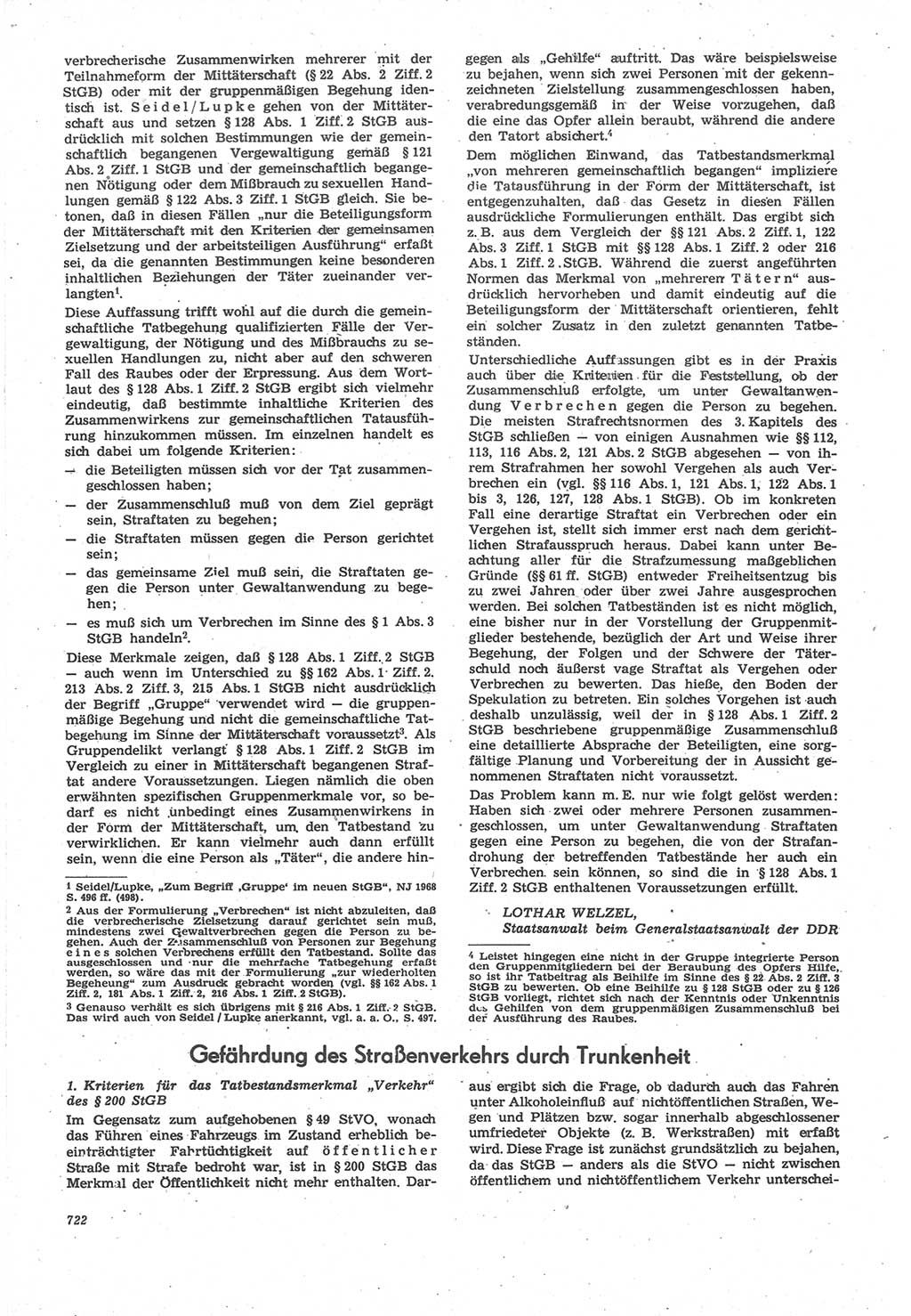 Neue Justiz (NJ), Zeitschrift für Recht und Rechtswissenschaft [Deutsche Demokratische Republik (DDR)], 22. Jahrgang 1968, Seite 722 (NJ DDR 1968, S. 722)