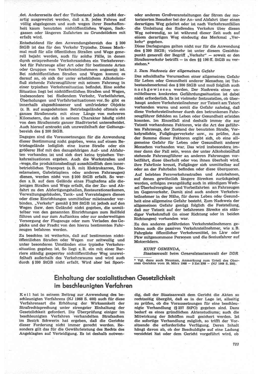 Neue Justiz (NJ), Zeitschrift für Recht und Rechtswissenschaft [Deutsche Demokratische Republik (DDR)], 22. Jahrgang 1968, Seite 723 (NJ DDR 1968, S. 723)