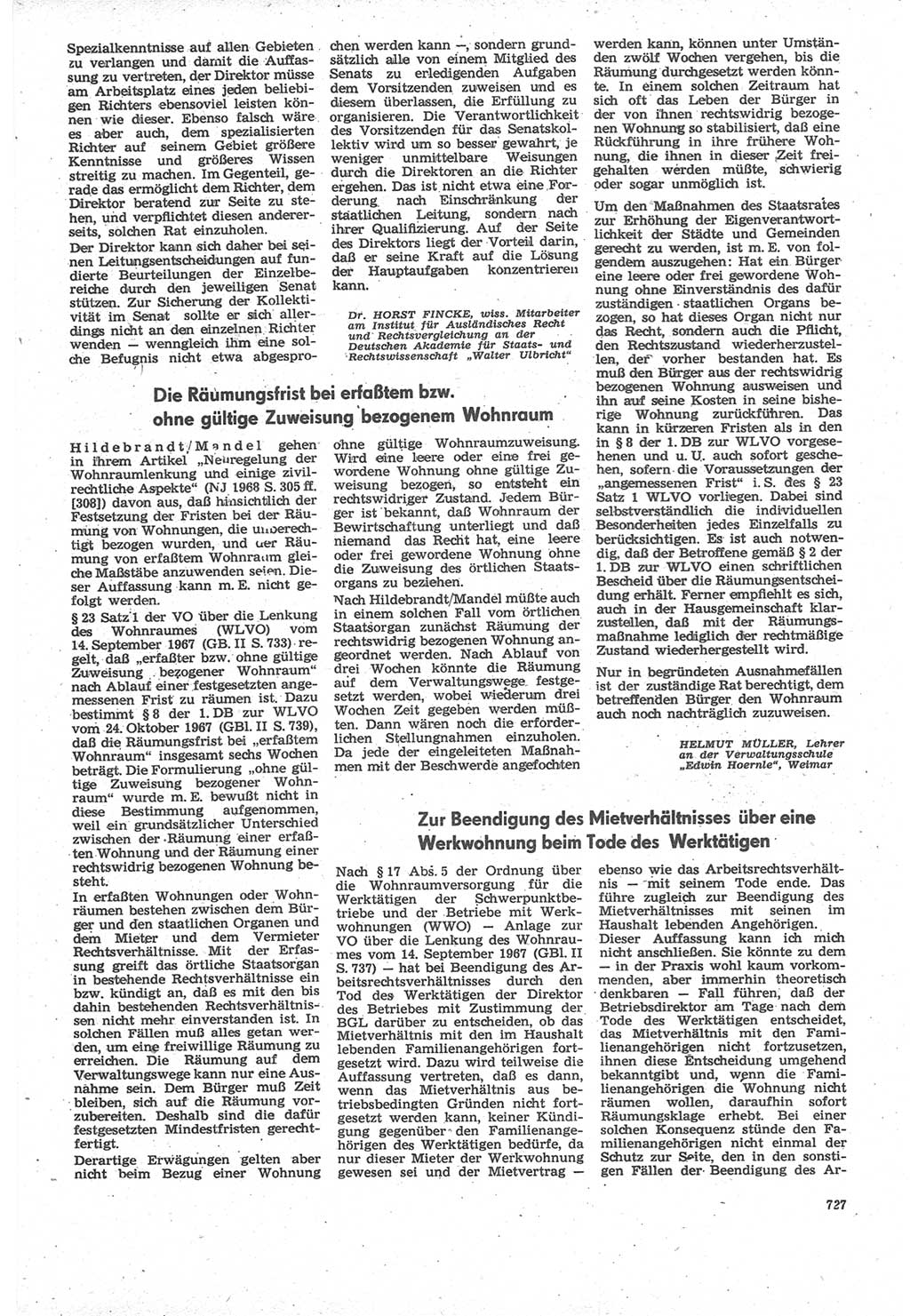 Neue Justiz (NJ), Zeitschrift für Recht und Rechtswissenschaft [Deutsche Demokratische Republik (DDR)], 22. Jahrgang 1968, Seite 727 (NJ DDR 1968, S. 727)