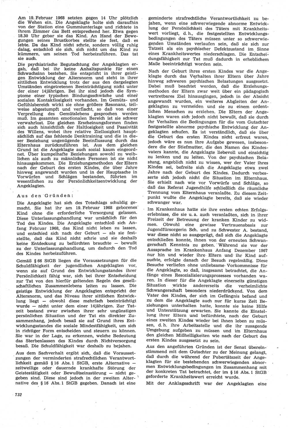 Neue Justiz (NJ), Zeitschrift für Recht und Rechtswissenschaft [Deutsche Demokratische Republik (DDR)], 22. Jahrgang 1968, Seite 732 (NJ DDR 1968, S. 732)