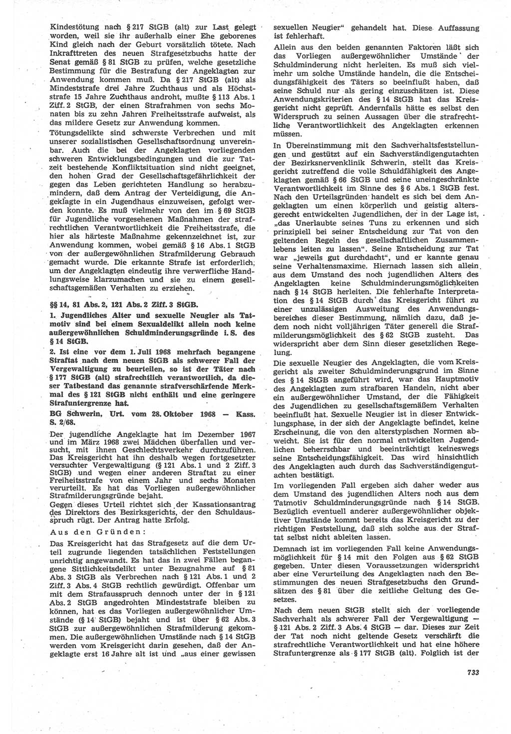 Neue Justiz (NJ), Zeitschrift für Recht und Rechtswissenschaft [Deutsche Demokratische Republik (DDR)], 22. Jahrgang 1968, Seite 733 (NJ DDR 1968, S. 733)