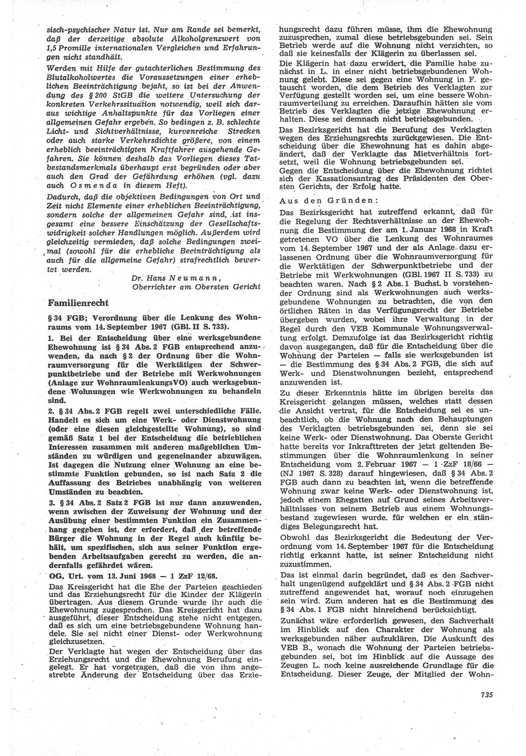 Neue Justiz (NJ), Zeitschrift für Recht und Rechtswissenschaft [Deutsche Demokratische Republik (DDR)], 22. Jahrgang 1968, Seite 735 (NJ DDR 1968, S. 735)