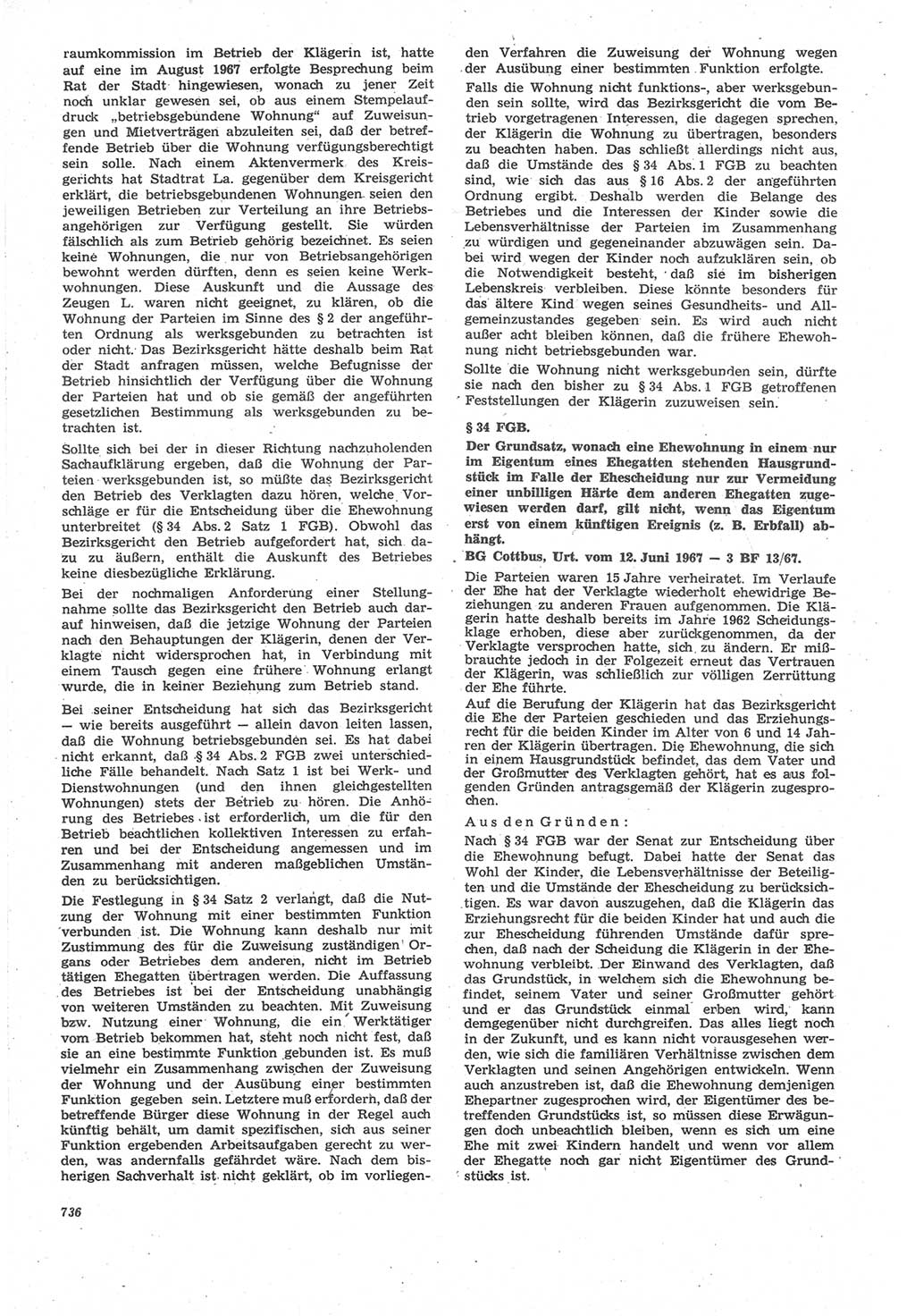 Neue Justiz (NJ), Zeitschrift für Recht und Rechtswissenschaft [Deutsche Demokratische Republik (DDR)], 22. Jahrgang 1968, Seite 736 (NJ DDR 1968, S. 736)