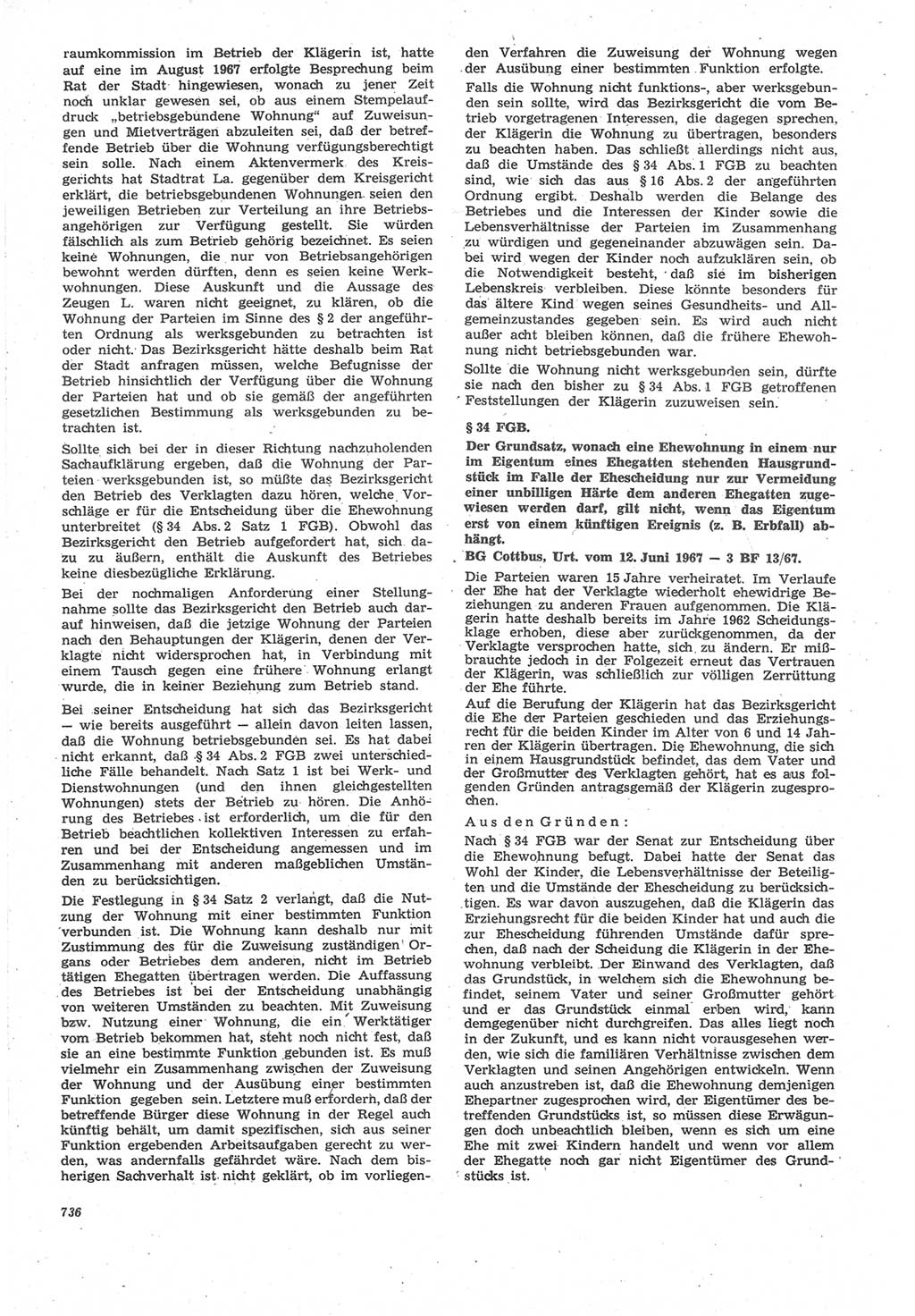 Neue Justiz (NJ), Zeitschrift für Recht und Rechtswissenschaft [Deutsche Demokratische Republik (DDR)], 22. Jahrgang 1968, Seite 736 (NJ DDR 1968, S. 736)