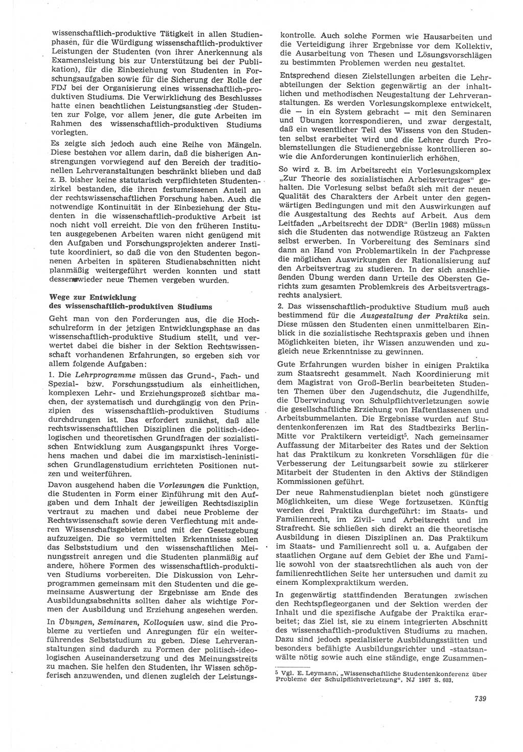 Neue Justiz (NJ), Zeitschrift für Recht und Rechtswissenschaft [Deutsche Demokratische Republik (DDR)], 22. Jahrgang 1968, Seite 739 (NJ DDR 1968, S. 739)