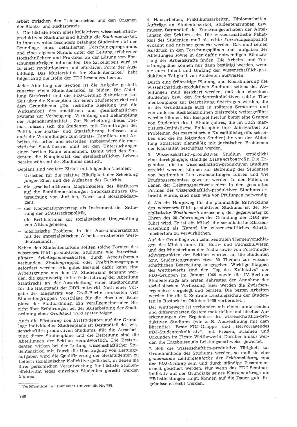 Neue Justiz (NJ), Zeitschrift für Recht und Rechtswissenschaft [Deutsche Demokratische Republik (DDR)], 22. Jahrgang 1968, Seite 740 (NJ DDR 1968, S. 740)