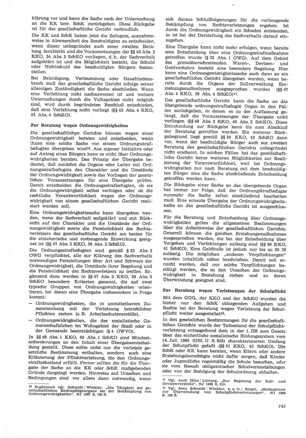 Neue Justiz (NJ), Zeitschrift für Recht und Rechtswissenschaft [Deutsche Demokratische Republik (DDR)], 22. Jahrgang 1968, Seite 743 (NJ DDR 1968, S. 743)