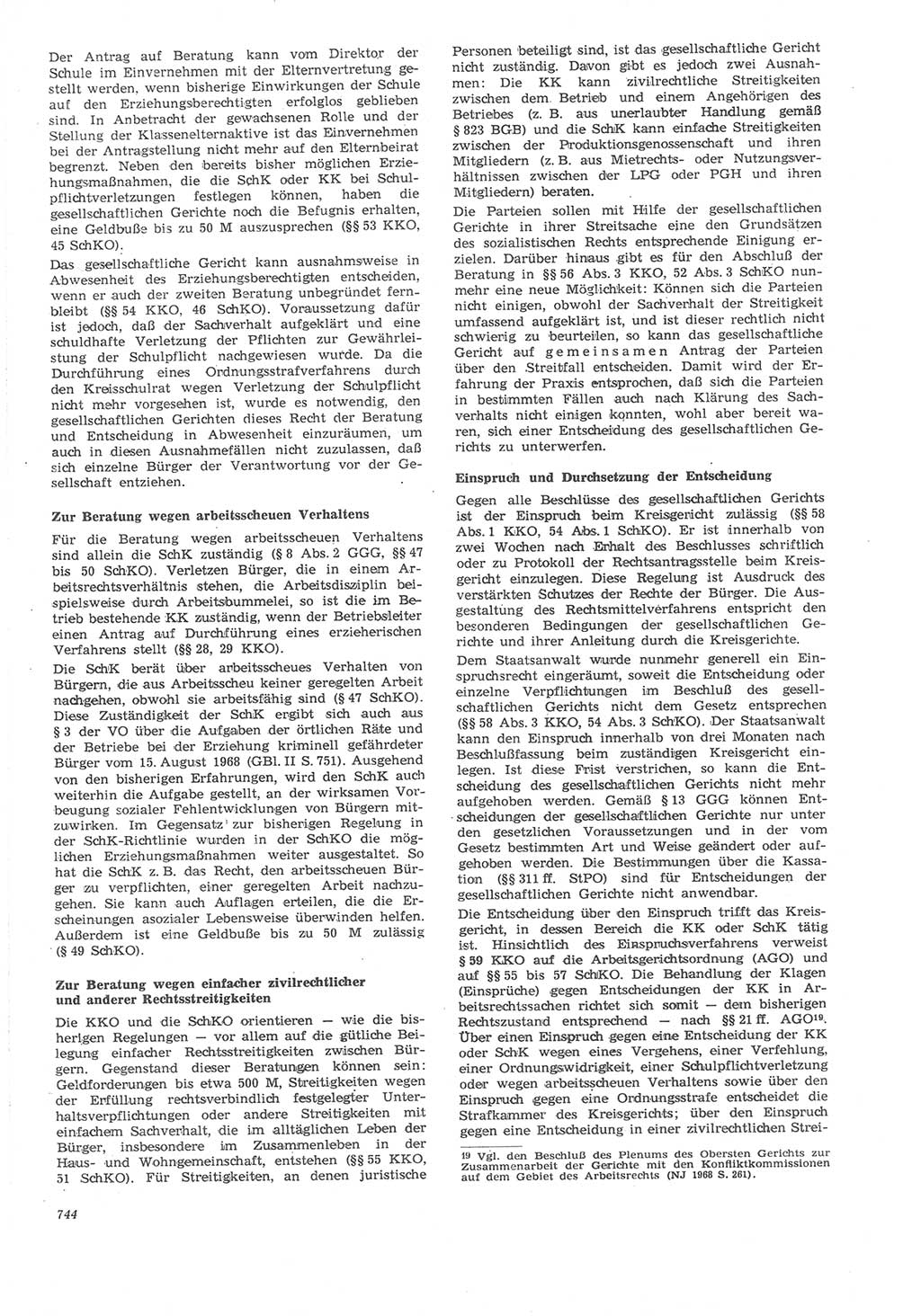 Neue Justiz (NJ), Zeitschrift für Recht und Rechtswissenschaft [Deutsche Demokratische Republik (DDR)], 22. Jahrgang 1968, Seite 744 (NJ DDR 1968, S. 744)