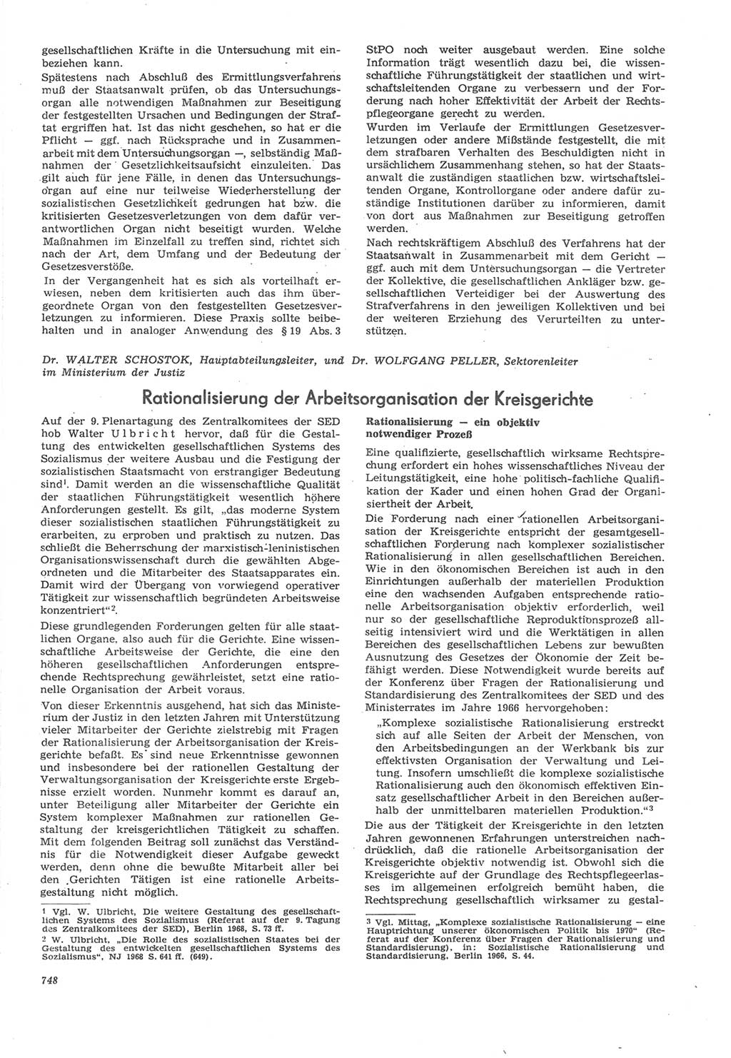 Neue Justiz (NJ), Zeitschrift für Recht und Rechtswissenschaft [Deutsche Demokratische Republik (DDR)], 22. Jahrgang 1968, Seite 748 (NJ DDR 1968, S. 748)