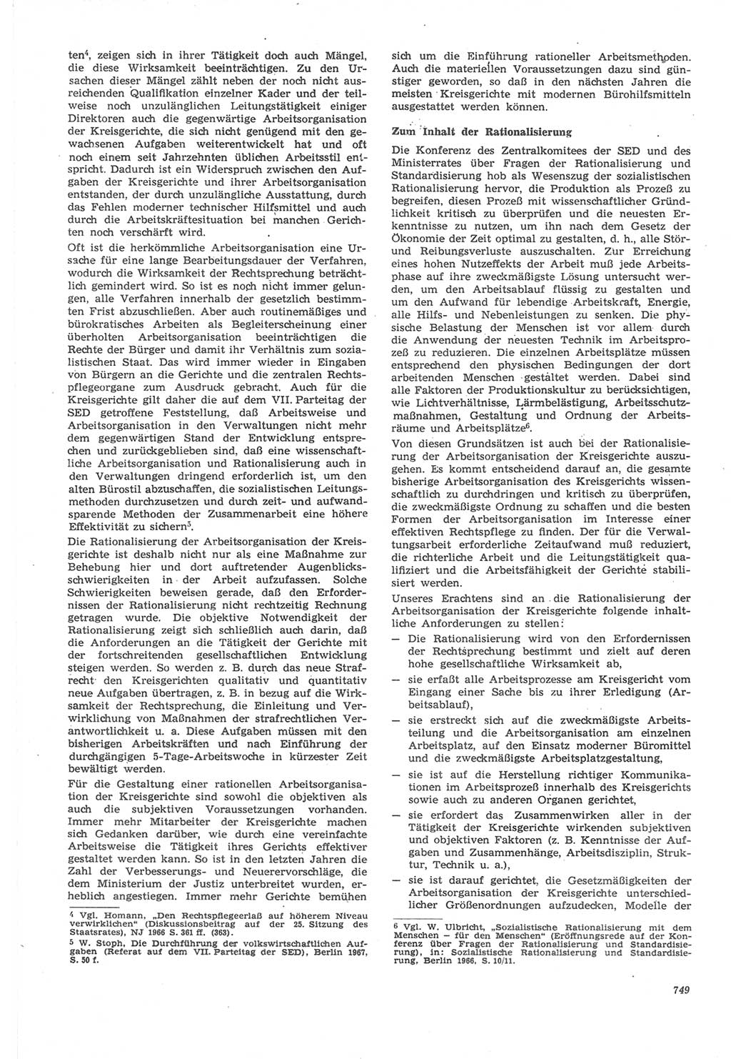 Neue Justiz (NJ), Zeitschrift für Recht und Rechtswissenschaft [Deutsche Demokratische Republik (DDR)], 22. Jahrgang 1968, Seite 749 (NJ DDR 1968, S. 749)
