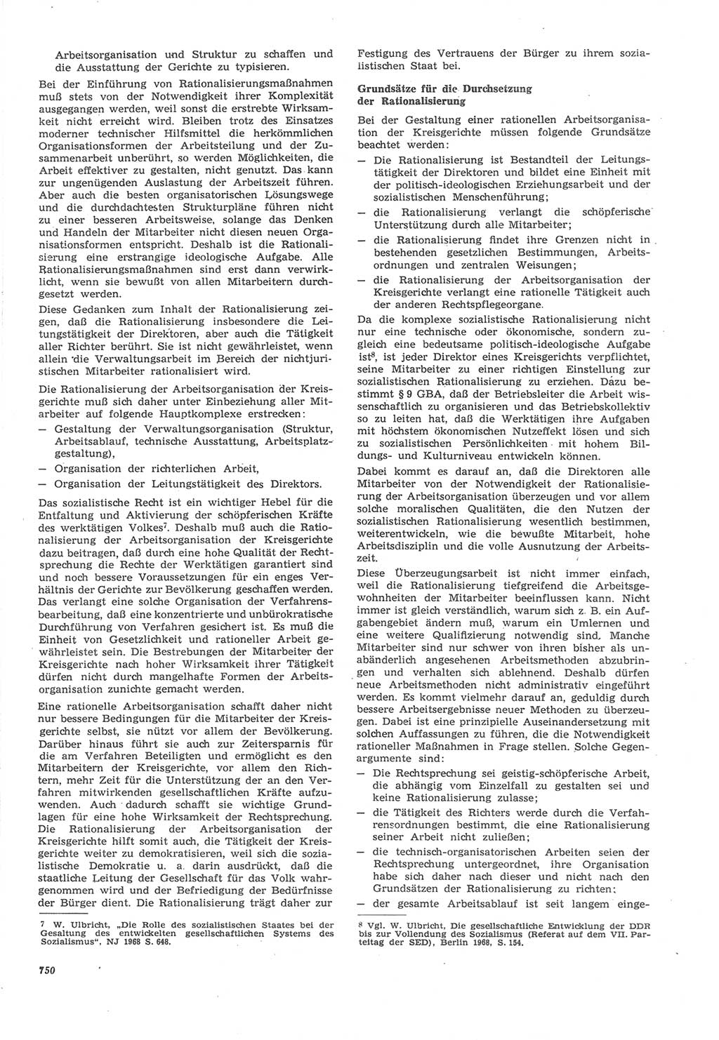 Neue Justiz (NJ), Zeitschrift für Recht und Rechtswissenschaft [Deutsche Demokratische Republik (DDR)], 22. Jahrgang 1968, Seite 750 (NJ DDR 1968, S. 750)