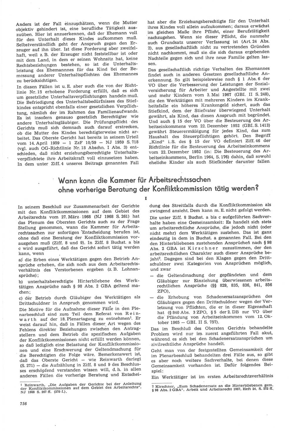 Neue Justiz (NJ), Zeitschrift für Recht und Rechtswissenschaft [Deutsche Demokratische Republik (DDR)], 22. Jahrgang 1968, Seite 756 (NJ DDR 1968, S. 756)
