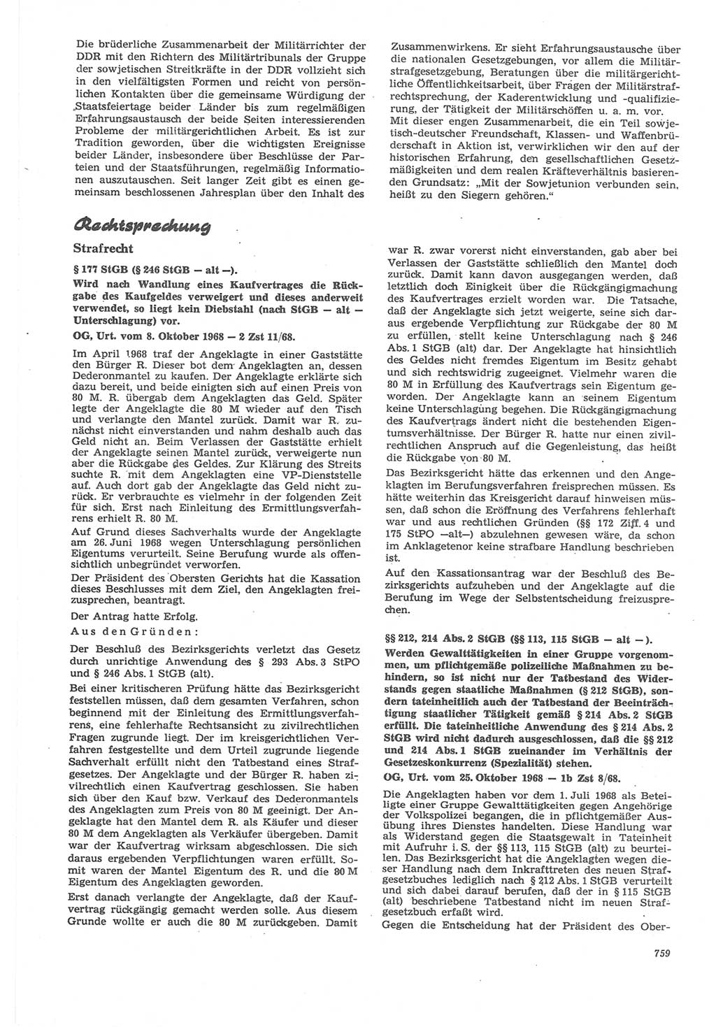 Neue Justiz (NJ), Zeitschrift für Recht und Rechtswissenschaft [Deutsche Demokratische Republik (DDR)], 22. Jahrgang 1968, Seite 759 (NJ DDR 1968, S. 759)