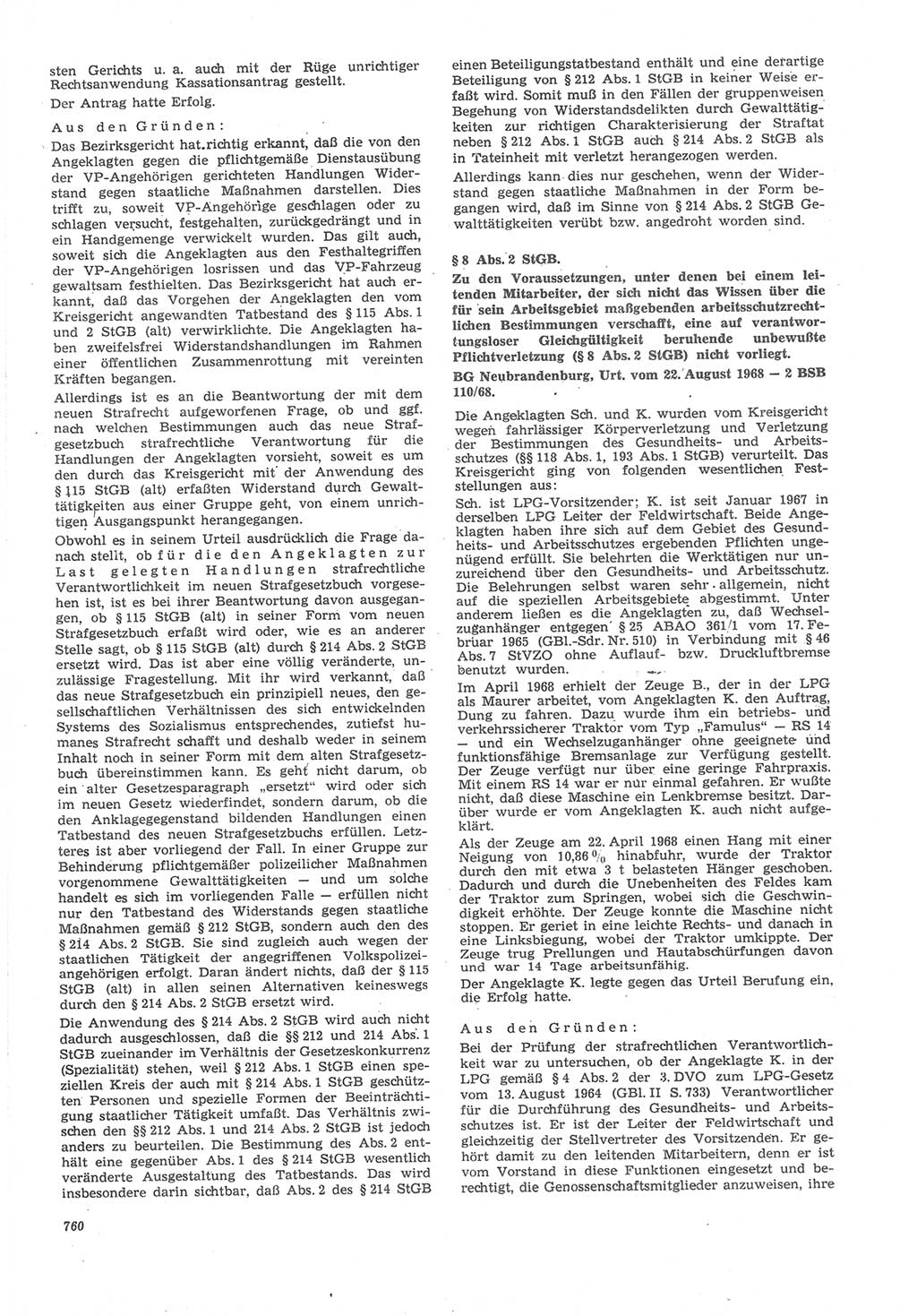 Neue Justiz (NJ), Zeitschrift für Recht und Rechtswissenschaft [Deutsche Demokratische Republik (DDR)], 22. Jahrgang 1968, Seite 760 (NJ DDR 1968, S. 760)