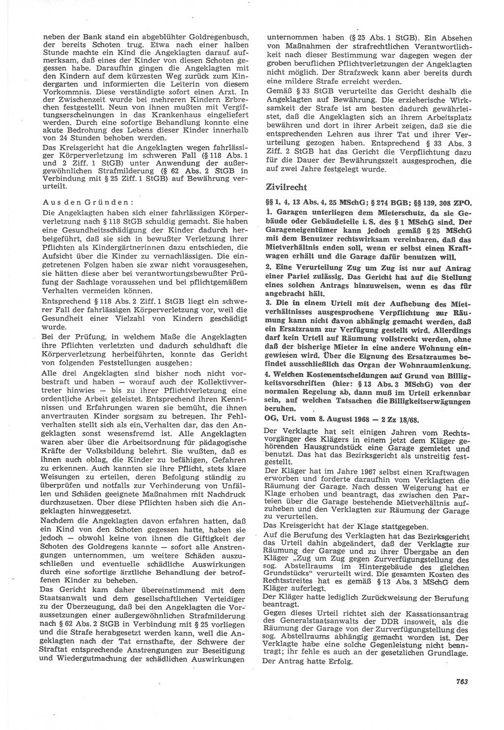 Neue Justiz (NJ), Zeitschrift für Recht und Rechtswissenschaft [Deutsche Demokratische Republik (DDR)], 22. Jahrgang 1968, Seite 763 (NJ DDR 1968, S. 763)
