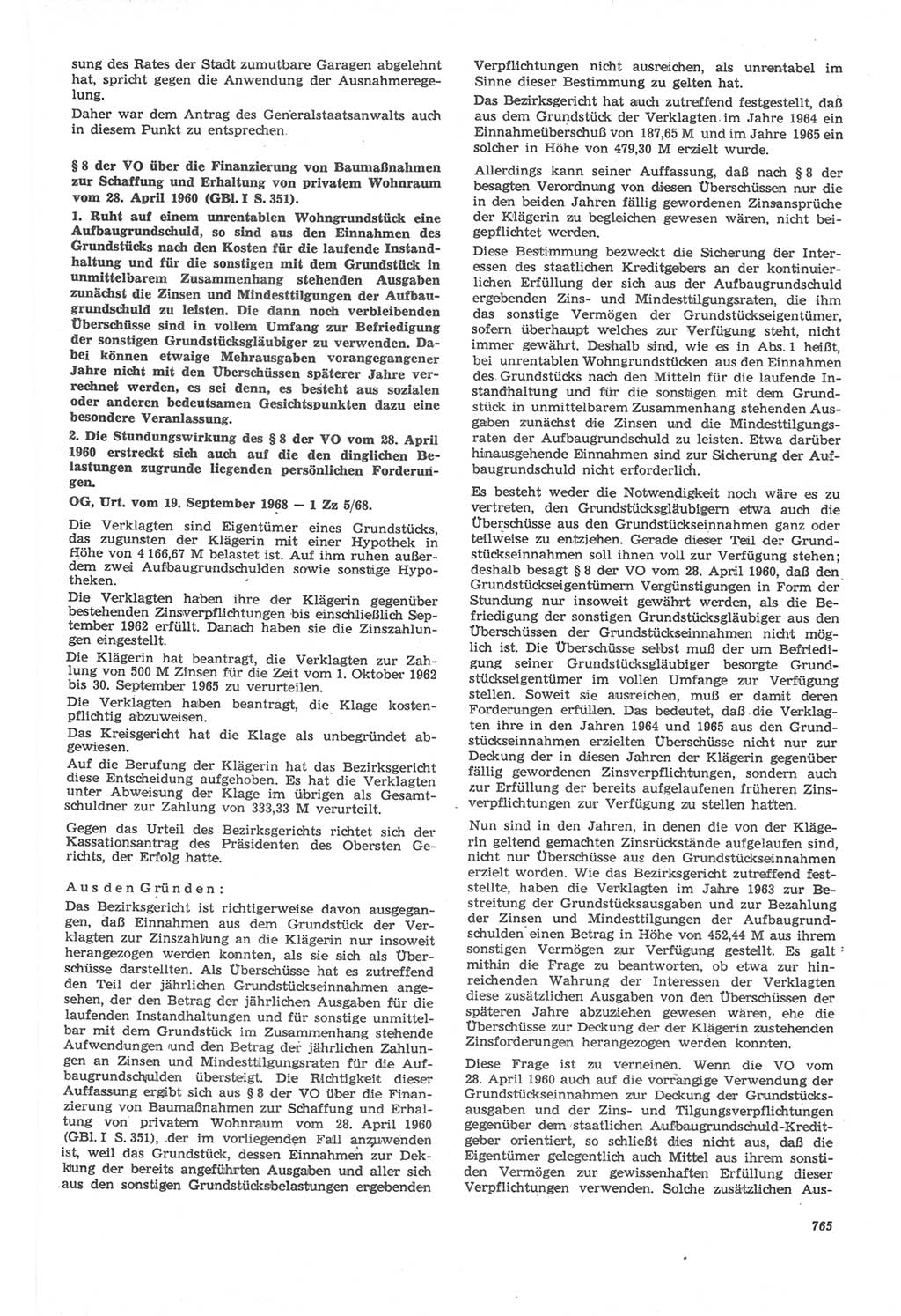 Neue Justiz (NJ), Zeitschrift für Recht und Rechtswissenschaft [Deutsche Demokratische Republik (DDR)], 22. Jahrgang 1968, Seite 765 (NJ DDR 1968, S. 765)