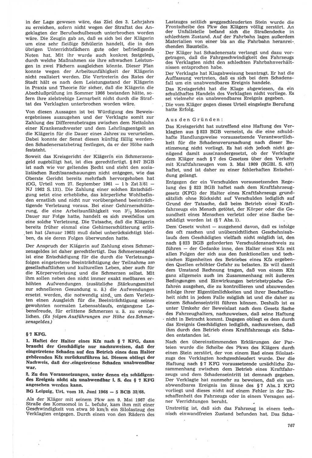 Neue Justiz (NJ), Zeitschrift für Recht und Rechtswissenschaft [Deutsche Demokratische Republik (DDR)], 22. Jahrgang 1968, Seite 767 (NJ DDR 1968, S. 767)