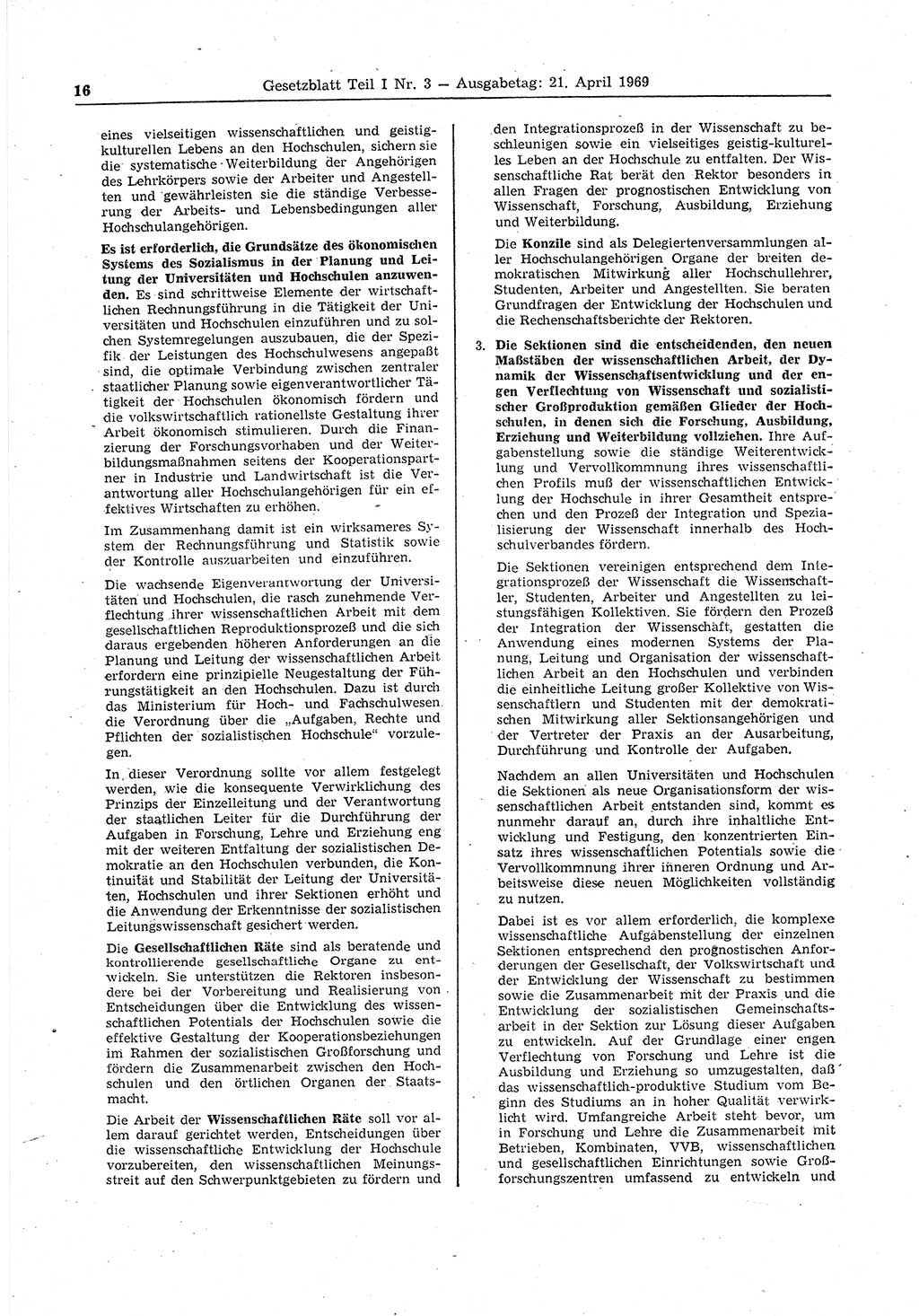 Gesetzblatt (GBl.) der Deutschen Demokratischen Republik (DDR) Teil Ⅰ 1969, Seite 16 (GBl. DDR Ⅰ 1969, S. 16)