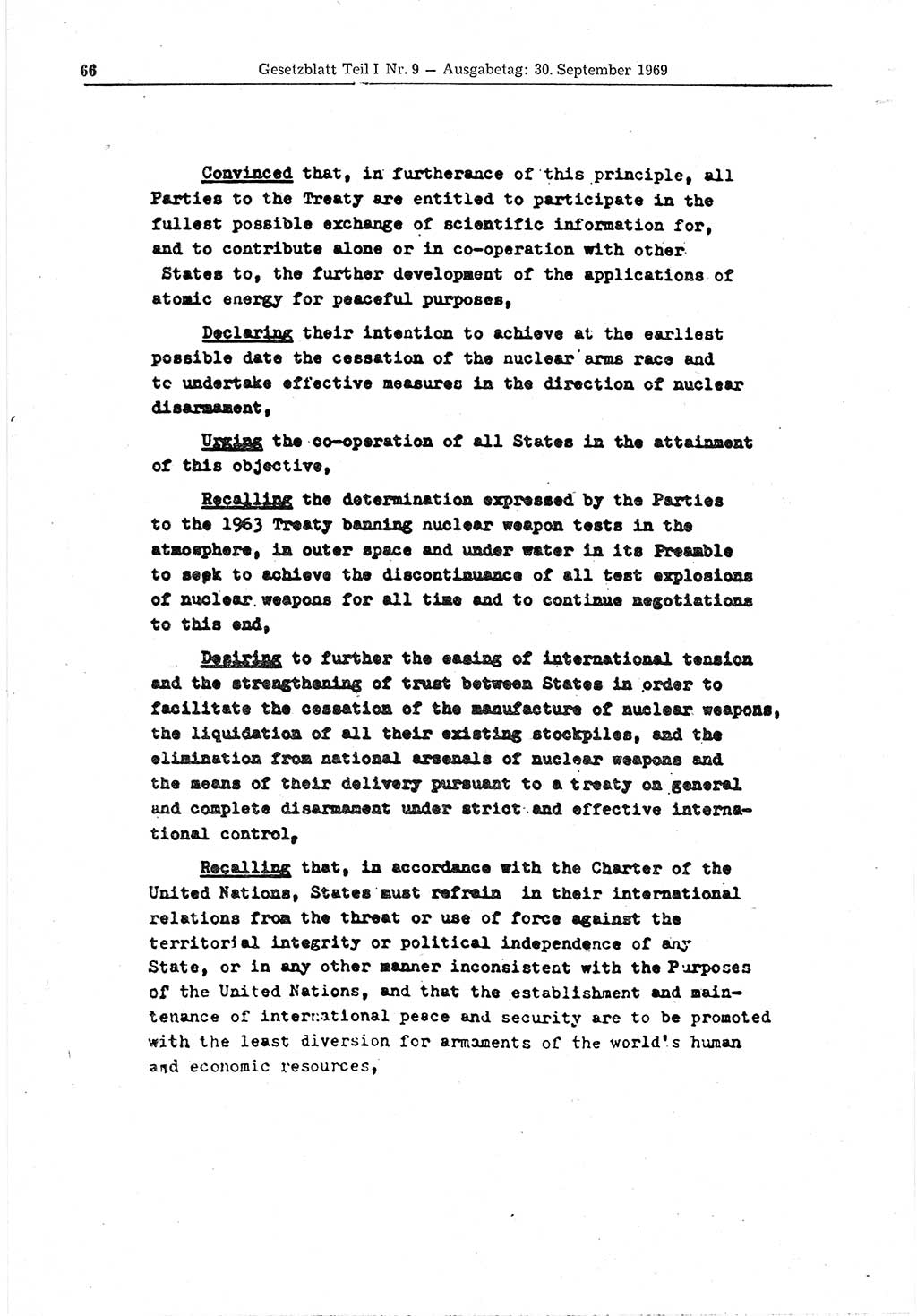 Gesetzblatt (GBl.) der Deutschen Demokratischen Republik (DDR) Teil Ⅰ 1969, Seite 66 (GBl. DDR Ⅰ 1969, S. 66)