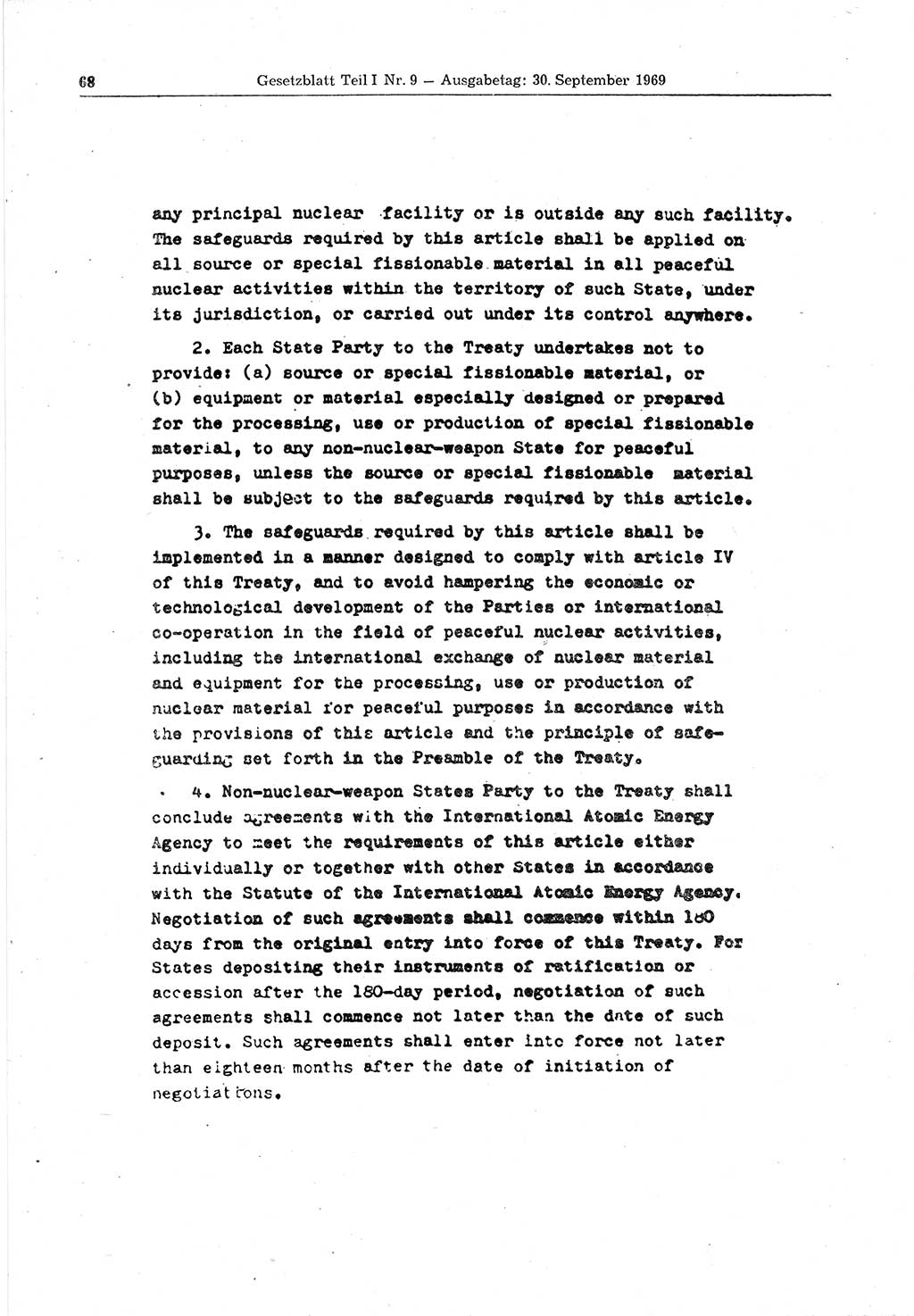 Gesetzblatt (GBl.) der Deutschen Demokratischen Republik (DDR) Teil Ⅰ 1969, Seite 68 (GBl. DDR Ⅰ 1969, S. 68)