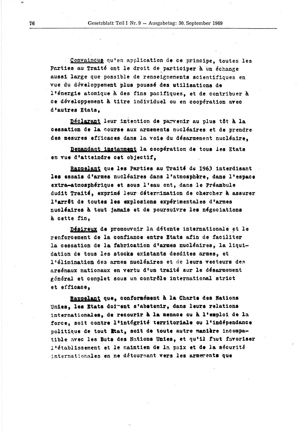Gesetzblatt (GBl.) der Deutschen Demokratischen Republik (DDR) Teil Ⅰ 1969, Seite 76 (GBl. DDR Ⅰ 1969, S. 76)