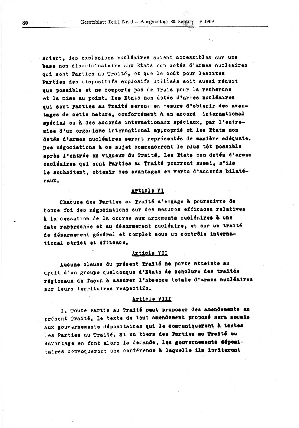 Gesetzblatt (GBl.) der Deutschen Demokratischen Republik (DDR) Teil Ⅰ 1969, Seite 80 (GBl. DDR Ⅰ 1969, S. 80)
