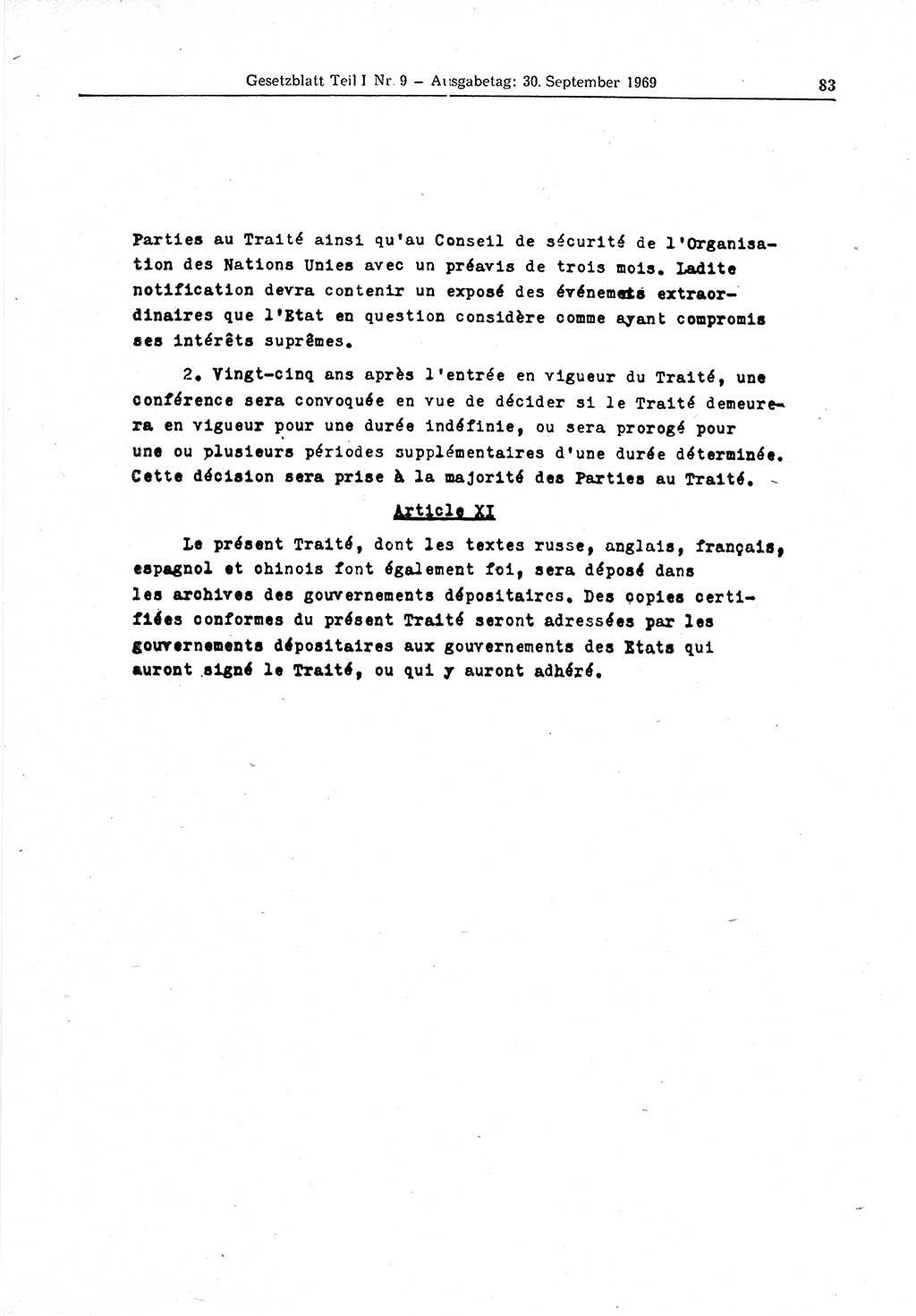 Gesetzblatt (GBl.) der Deutschen Demokratischen Republik (DDR) Teil Ⅰ 1969, Seite 83 (GBl. DDR Ⅰ 1969, S. 83)