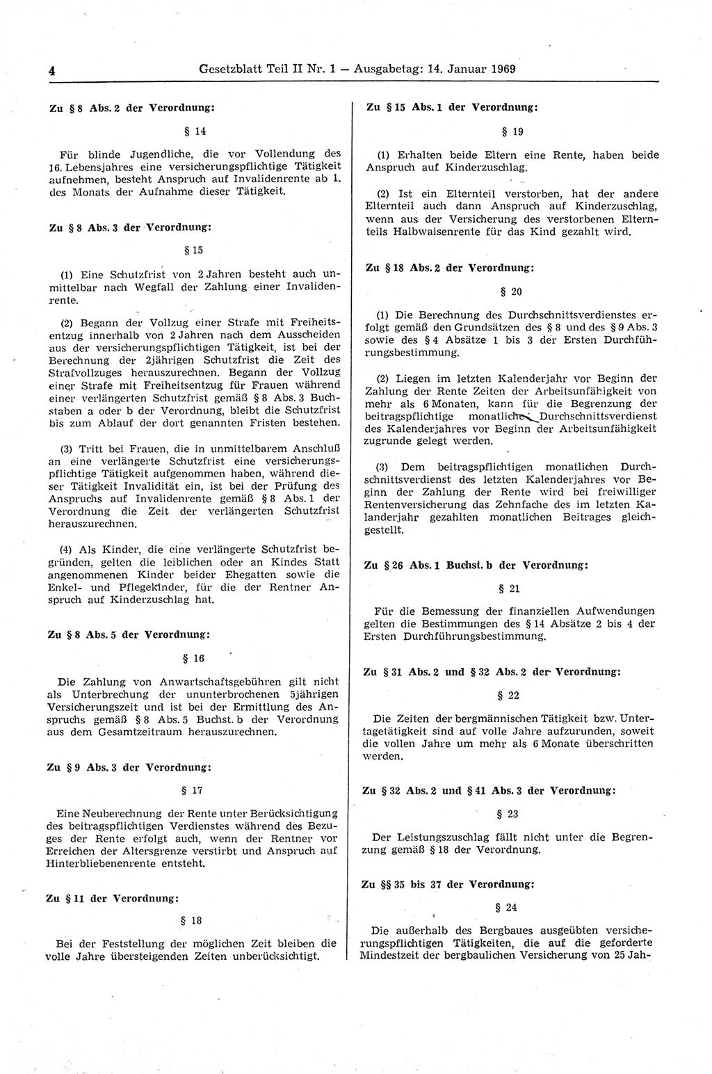 Gesetzblatt (GBl.) der Deutschen Demokratischen Republik (DDR) Teil ⅠⅠ 1969, Seite 4 (GBl. DDR ⅠⅠ 1969, S. 4)