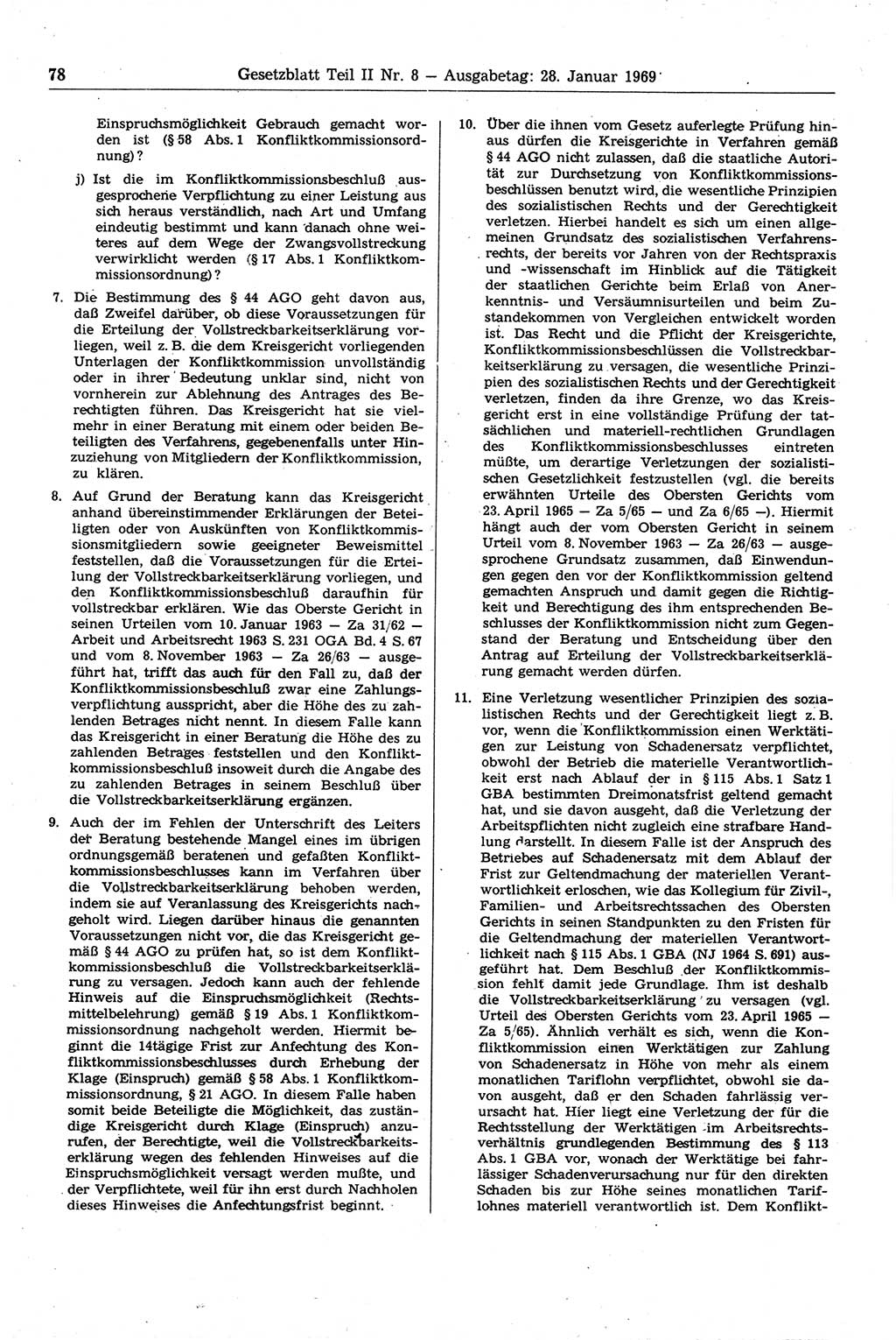 Gesetzblatt (GBl.) der Deutschen Demokratischen Republik (DDR) Teil ⅠⅠ 1969, Seite 78 (GBl. DDR ⅠⅠ 1969, S. 78)