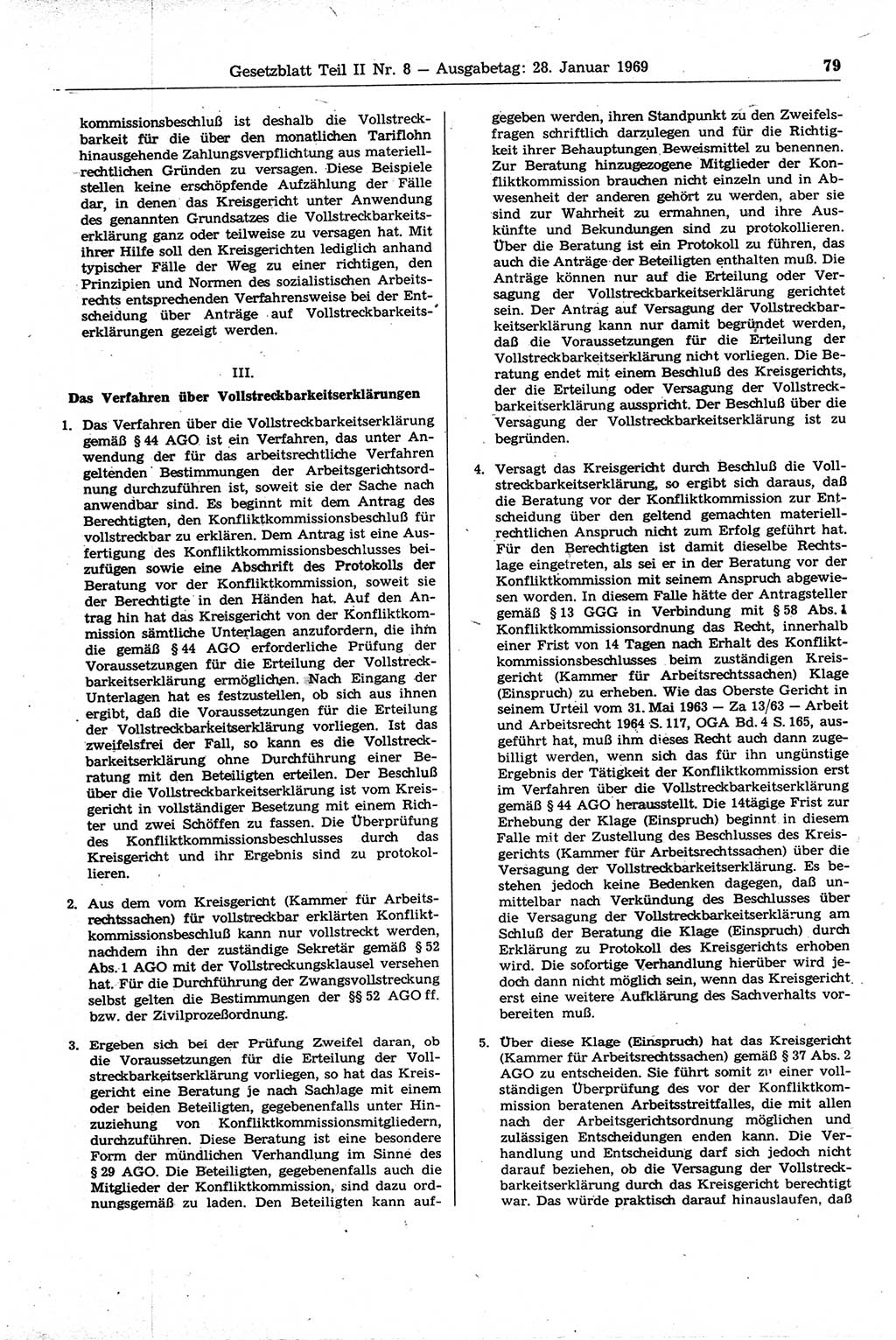 Gesetzblatt (GBl.) der Deutschen Demokratischen Republik (DDR) Teil ⅠⅠ 1969, Seite 79 (GBl. DDR ⅠⅠ 1969, S. 79)