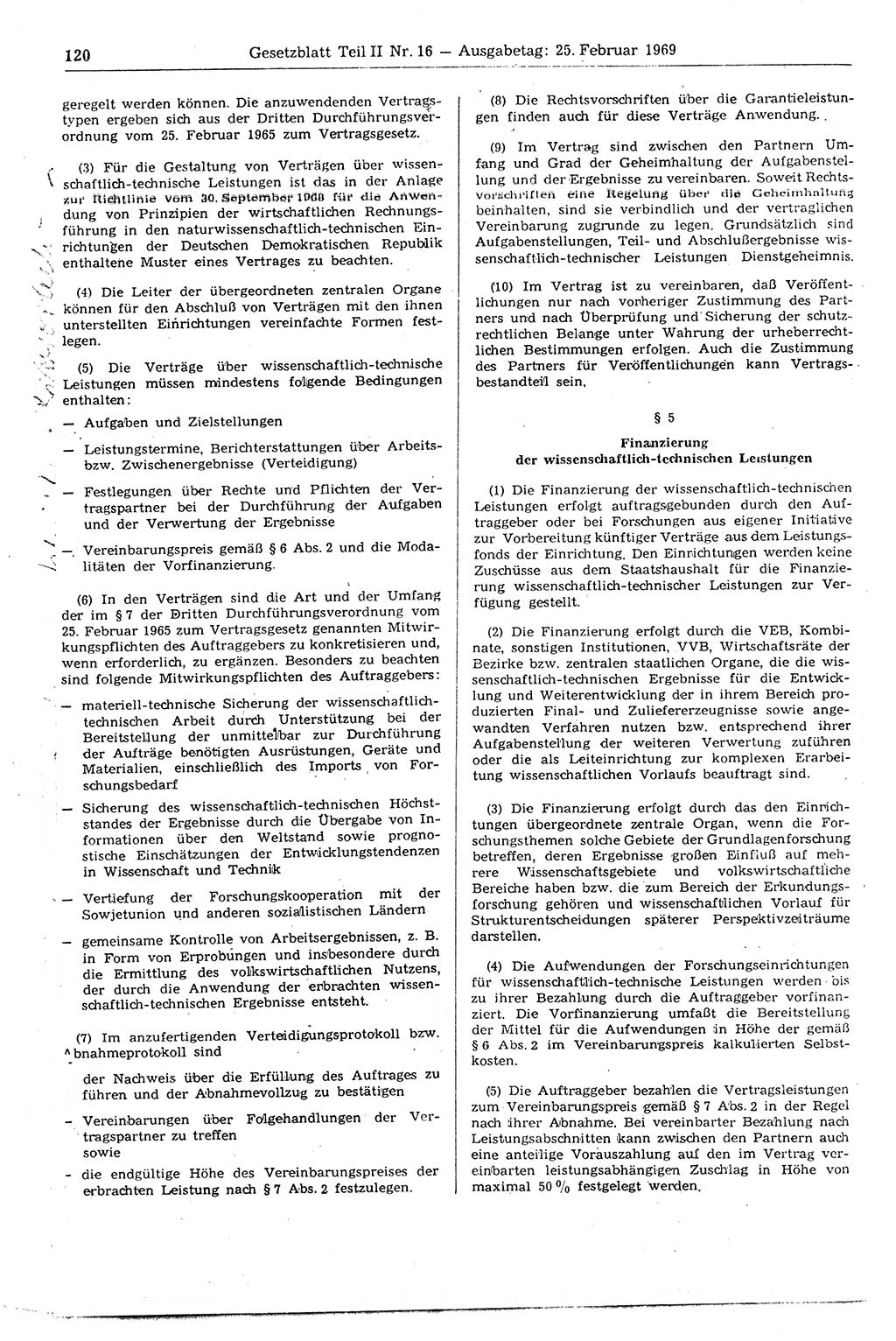 Gesetzblatt (GBl.) der Deutschen Demokratischen Republik (DDR) Teil ⅠⅠ 1969, Seite 120 (GBl. DDR ⅠⅠ 1969, S. 120)