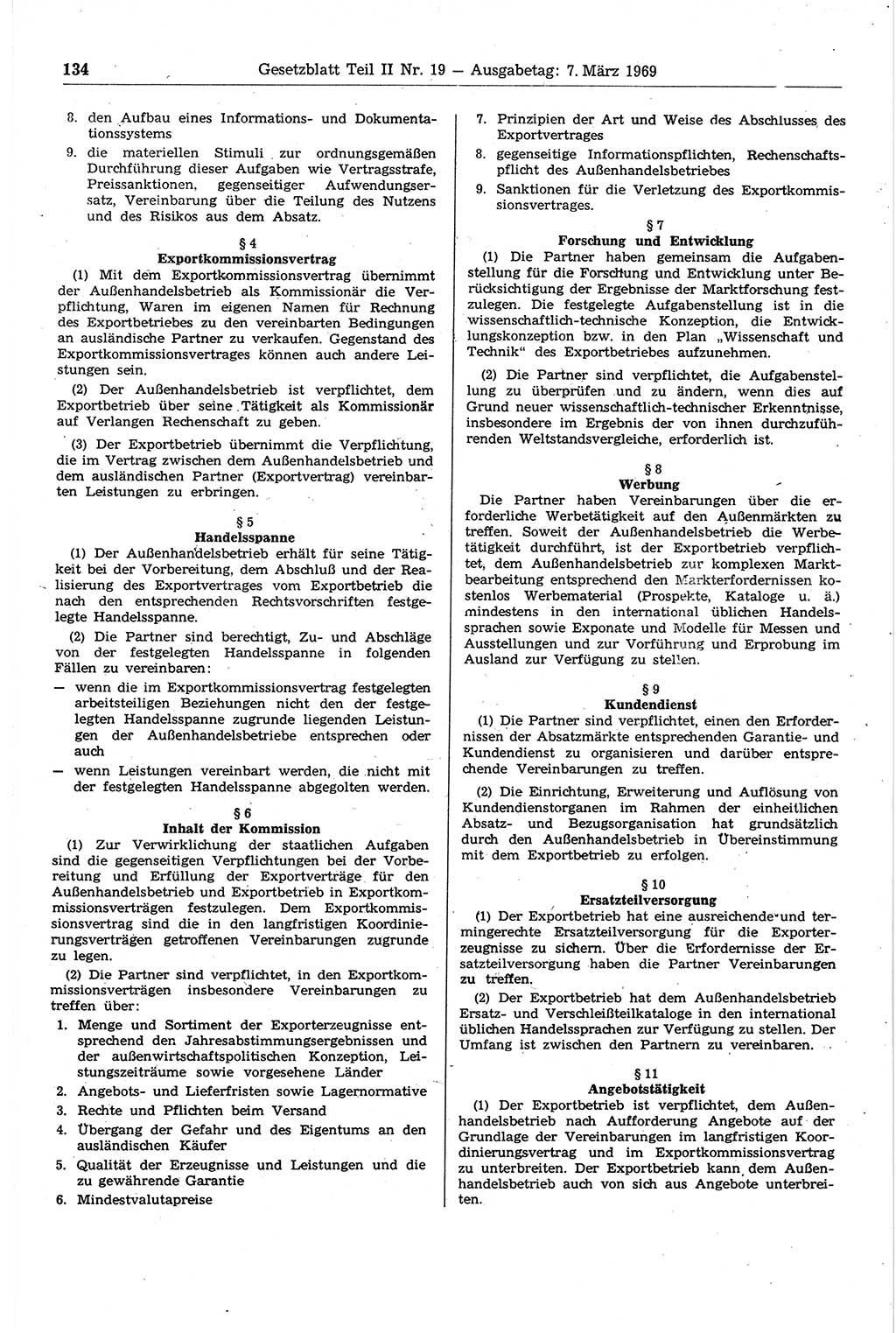 Gesetzblatt (GBl.) der Deutschen Demokratischen Republik (DDR) Teil ⅠⅠ 1969, Seite 134 (GBl. DDR ⅠⅠ 1969, S. 134)