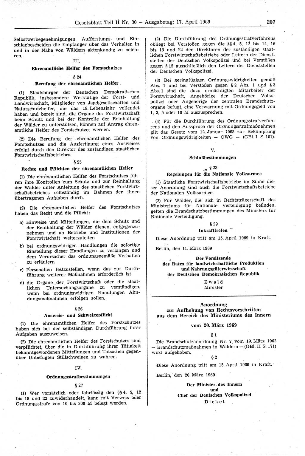 Gesetzblatt (GBl.) der Deutschen Demokratischen Republik (DDR) Teil ⅠⅠ 1969, Seite 207 (GBl. DDR ⅠⅠ 1969, S. 207)