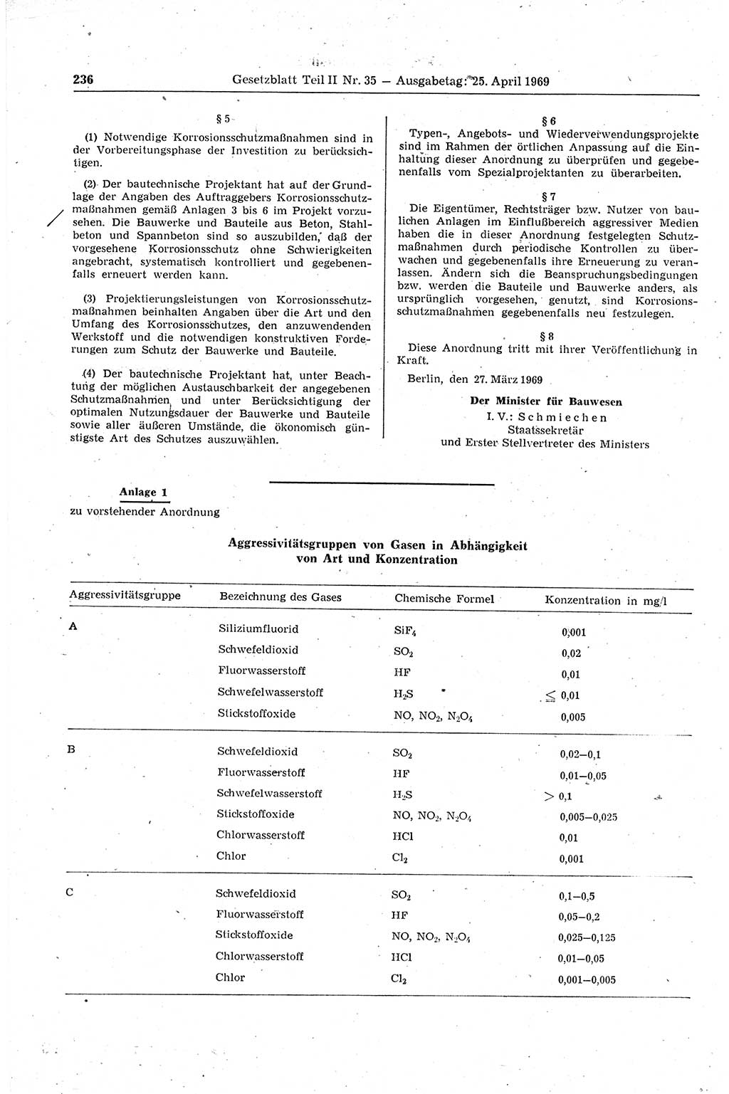 Gesetzblatt (GBl.) der Deutschen Demokratischen Republik (DDR) Teil ⅠⅠ 1969, Seite 236 (GBl. DDR ⅠⅠ 1969, S. 236)