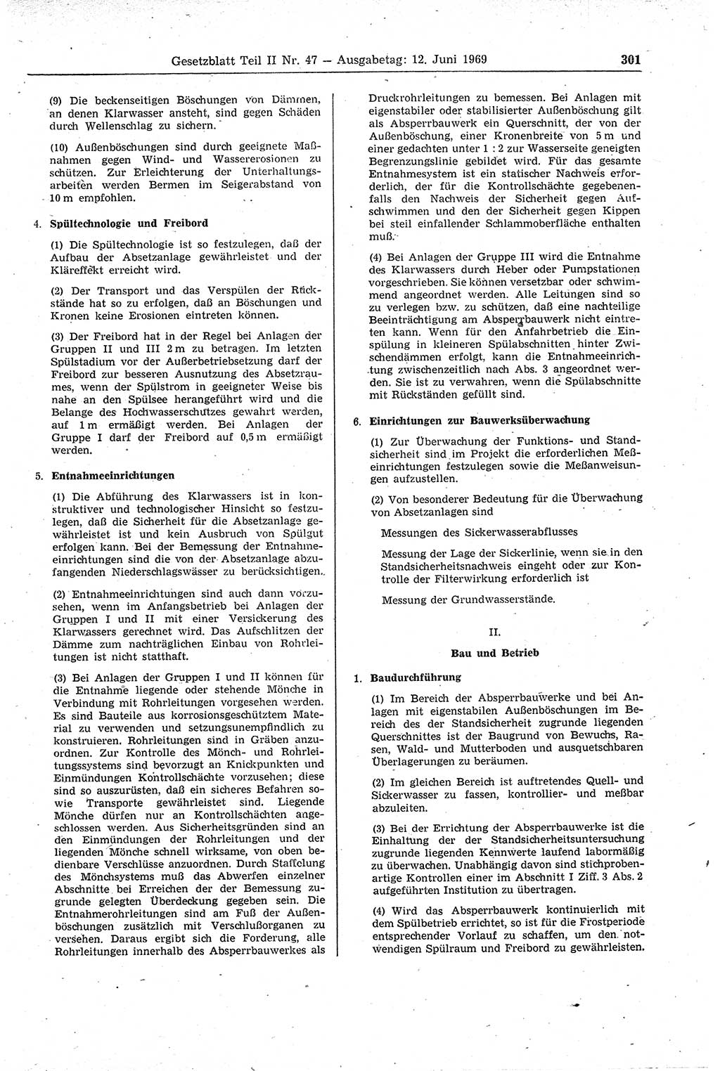 Gesetzblatt (GBl.) der Deutschen Demokratischen Republik (DDR) Teil ⅠⅠ 1969, Seite 301 (GBl. DDR ⅠⅠ 1969, S. 301)