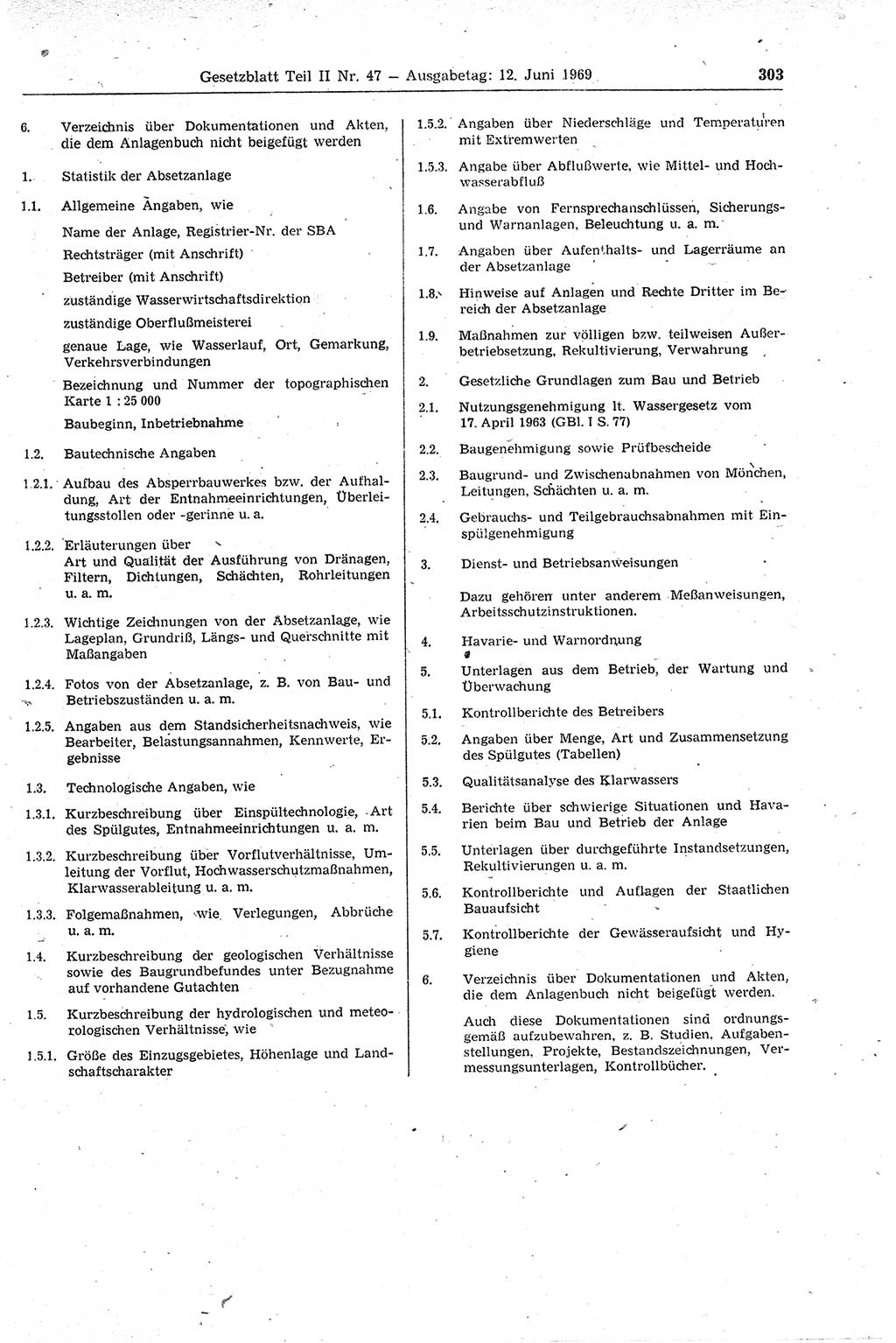 Gesetzblatt (GBl.) der Deutschen Demokratischen Republik (DDR) Teil ⅠⅠ 1969, Seite 303 (GBl. DDR ⅠⅠ 1969, S. 303)