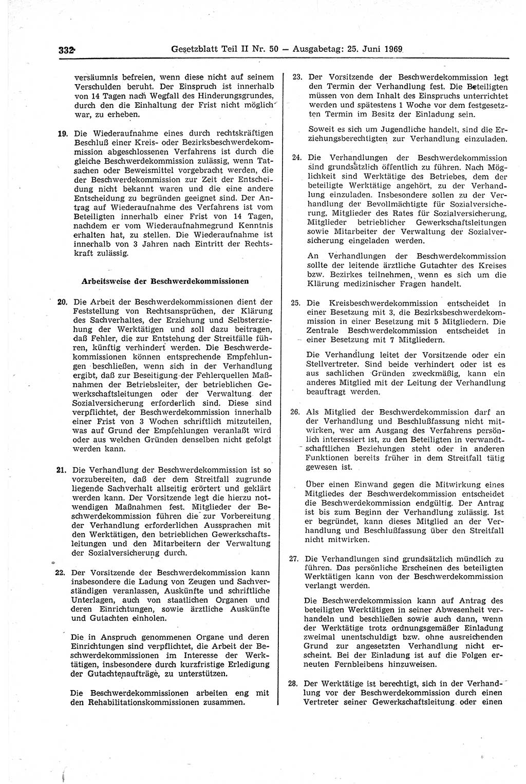 Gesetzblatt (GBl.) der Deutschen Demokratischen Republik (DDR) Teil ⅠⅠ 1969, Seite 332 (GBl. DDR ⅠⅠ 1969, S. 332)