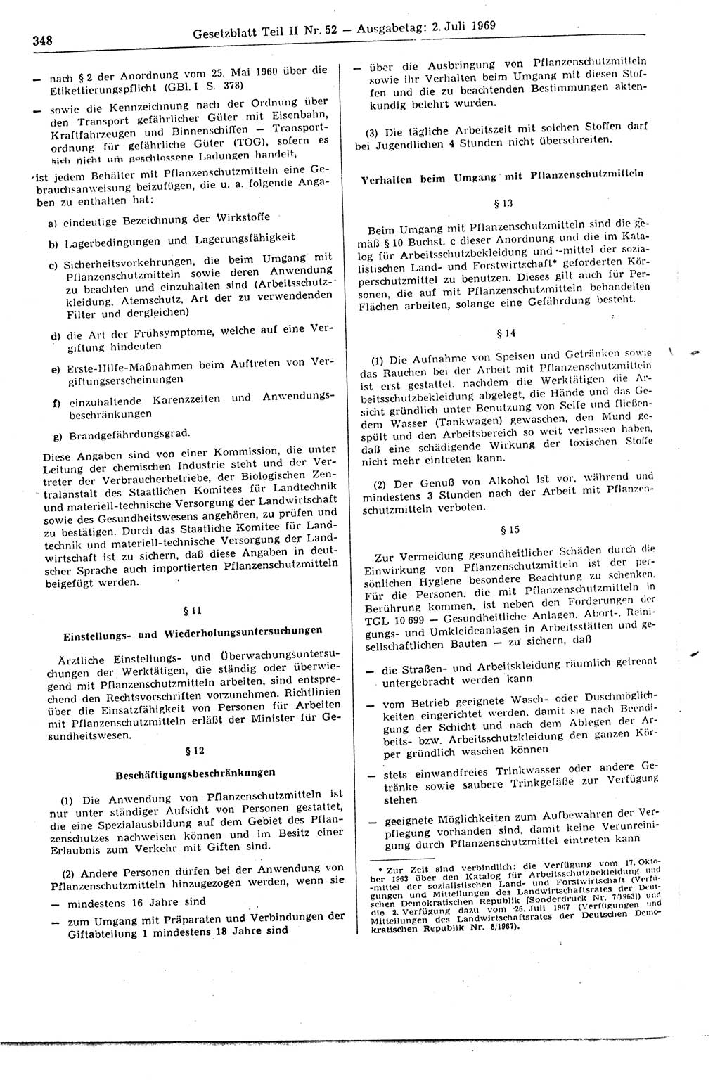 Gesetzblatt (GBl.) der Deutschen Demokratischen Republik (DDR) Teil ⅠⅠ 1969, Seite 348 (GBl. DDR ⅠⅠ 1969, S. 348)