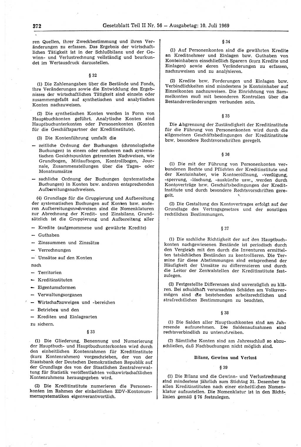 Gesetzblatt (GBl.) der Deutschen Demokratischen Republik (DDR) Teil ⅠⅠ 1969, Seite 372 (GBl. DDR ⅠⅠ 1969, S. 372)