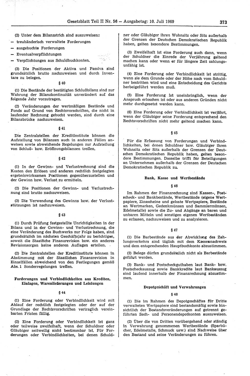 Gesetzblatt (GBl.) der Deutschen Demokratischen Republik (DDR) Teil ⅠⅠ 1969, Seite 373 (GBl. DDR ⅠⅠ 1969, S. 373)