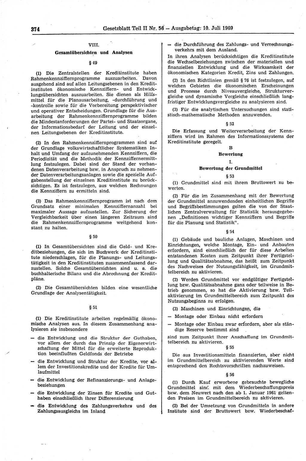 Gesetzblatt (GBl.) der Deutschen Demokratischen Republik (DDR) Teil ⅠⅠ 1969, Seite 374 (GBl. DDR ⅠⅠ 1969, S. 374)