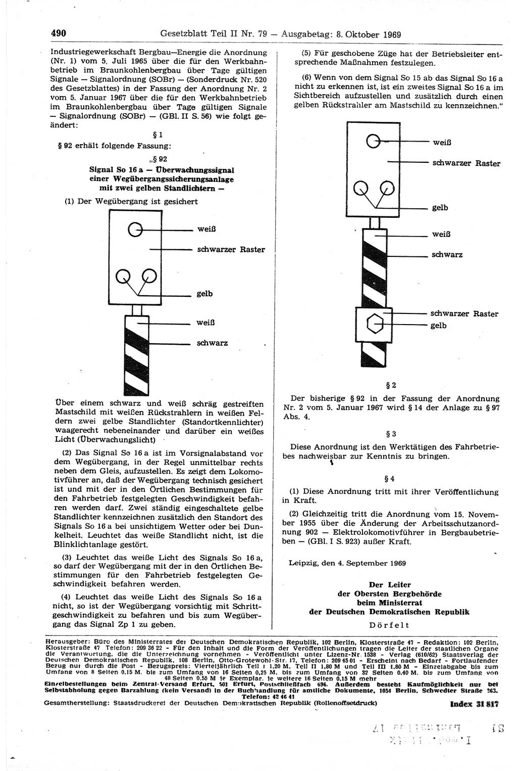 Gesetzblatt (GBl.) der Deutschen Demokratischen Republik (DDR) Teil ⅠⅠ 1969, Seite 490 (GBl. DDR ⅠⅠ 1969, S. 490)