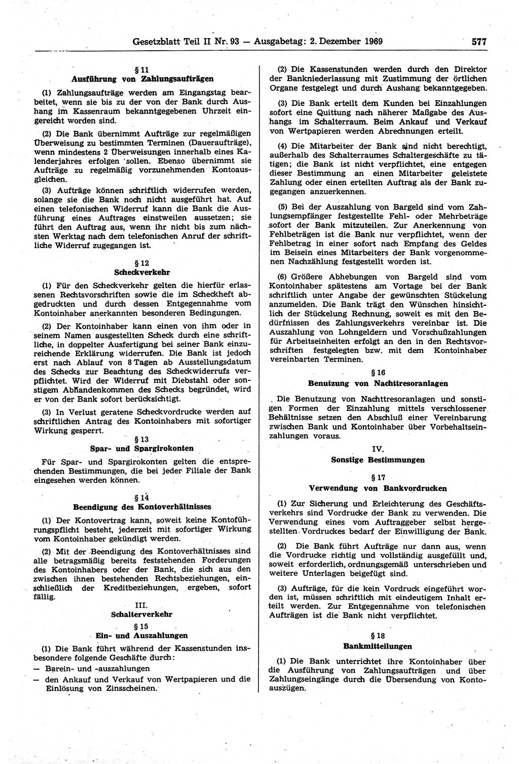 Gesetzblatt (GBl.) der Deutschen Demokratischen Republik (DDR) Teil ⅠⅠ 1969, Seite 577 (GBl. DDR ⅠⅠ 1969, S. 577)