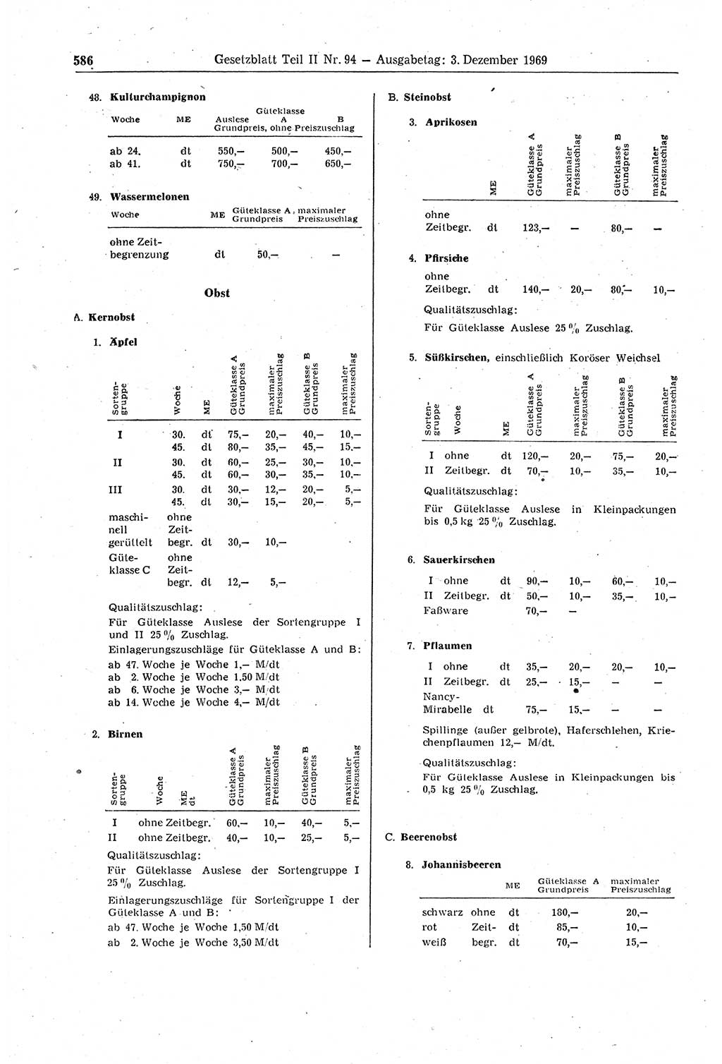 Gesetzblatt (GBl.) der Deutschen Demokratischen Republik (DDR) Teil ⅠⅠ 1969, Seite 586 (GBl. DDR ⅠⅠ 1969, S. 586)