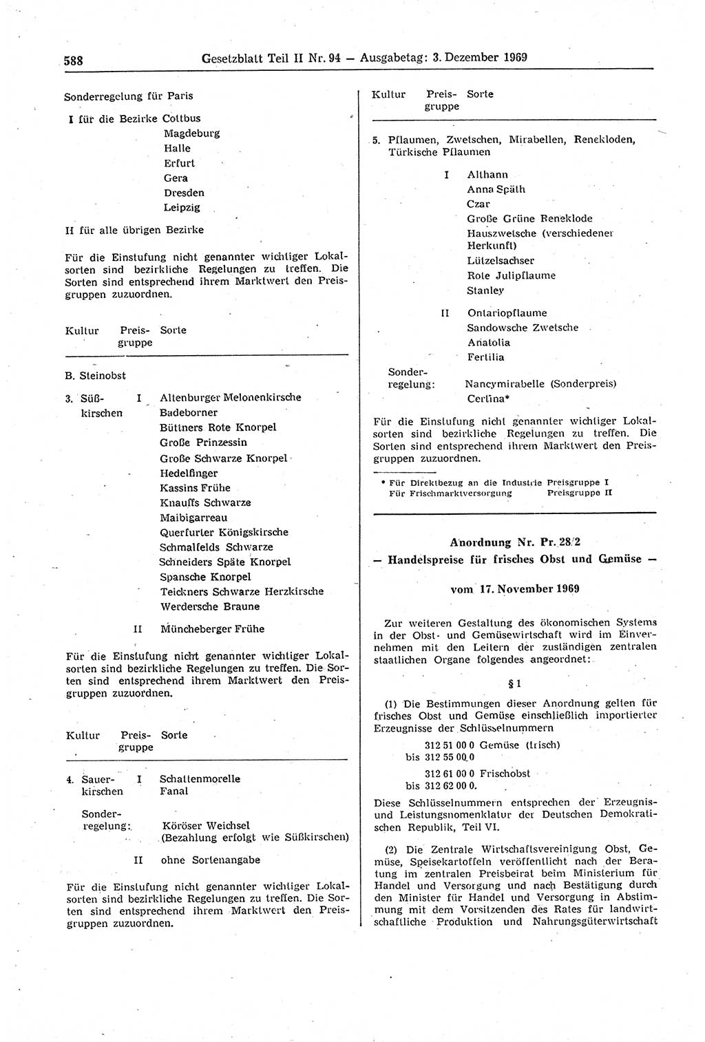 Gesetzblatt (GBl.) der Deutschen Demokratischen Republik (DDR) Teil ⅠⅠ 1969, Seite 588 (GBl. DDR ⅠⅠ 1969, S. 588)
