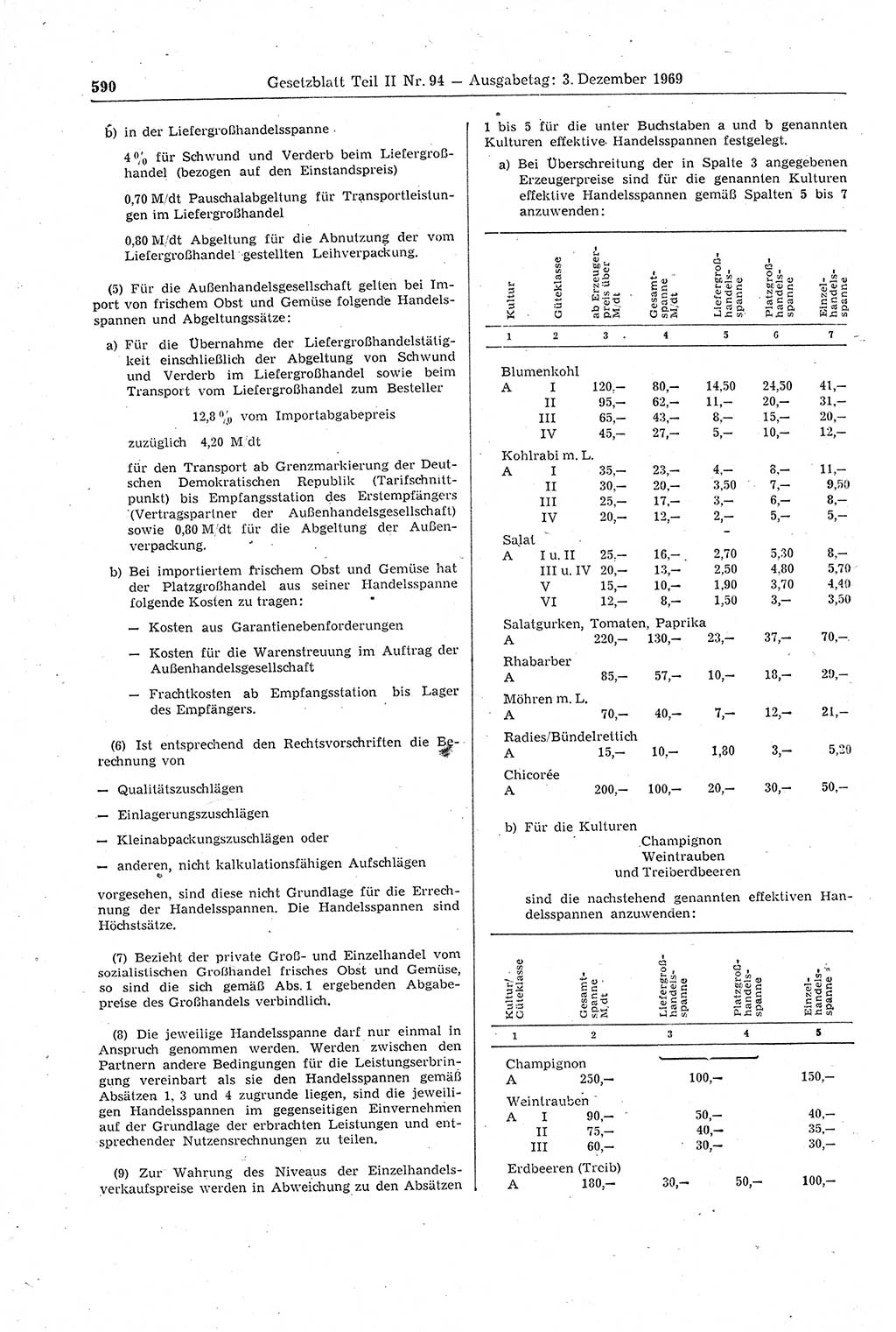Gesetzblatt (GBl.) der Deutschen Demokratischen Republik (DDR) Teil ⅠⅠ 1969, Seite 590 (GBl. DDR ⅠⅠ 1969, S. 590)