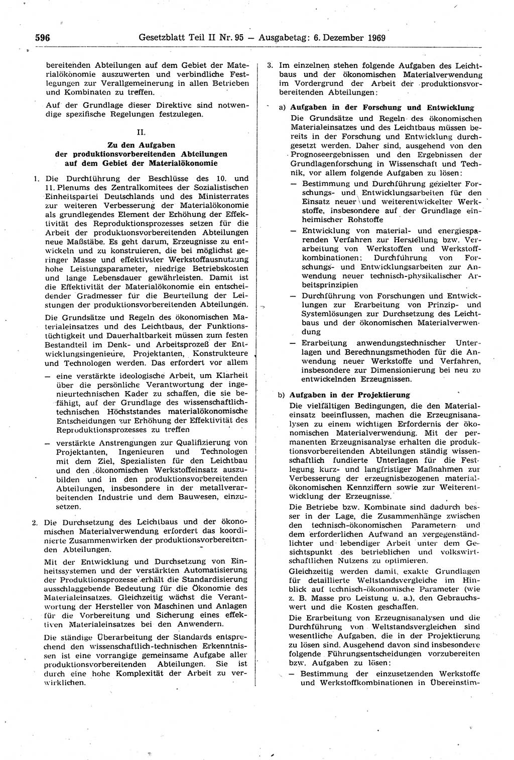 Gesetzblatt (GBl.) der Deutschen Demokratischen Republik (DDR) Teil ⅠⅠ 1969, Seite 596 (GBl. DDR ⅠⅠ 1969, S. 596)